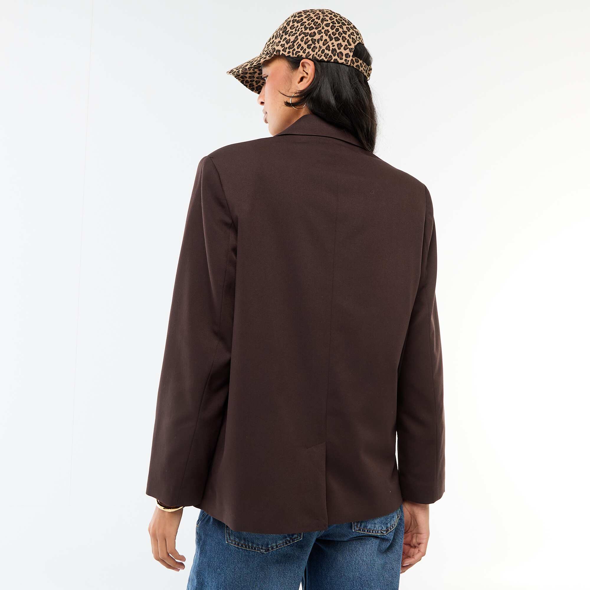 Double-Breasted Tailored Blazer BROWN - Image 4