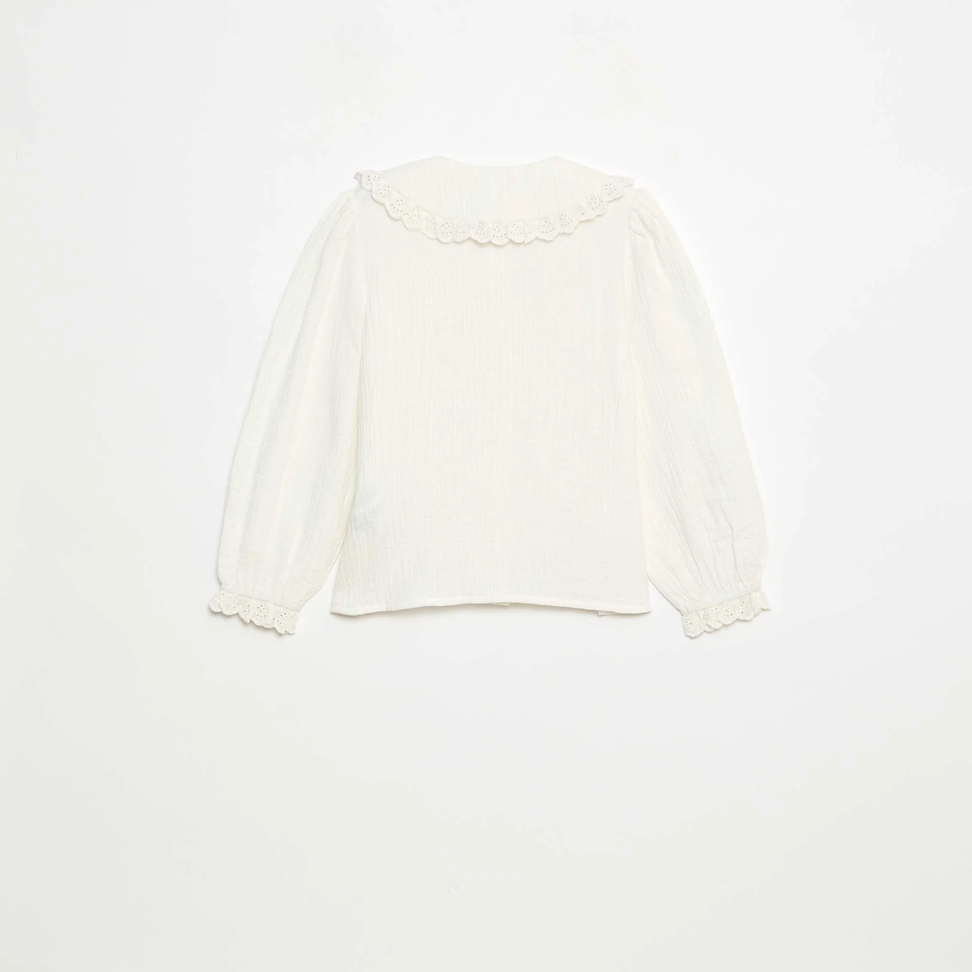 Double Gauze Cotton Blouse WHITE - Image 3