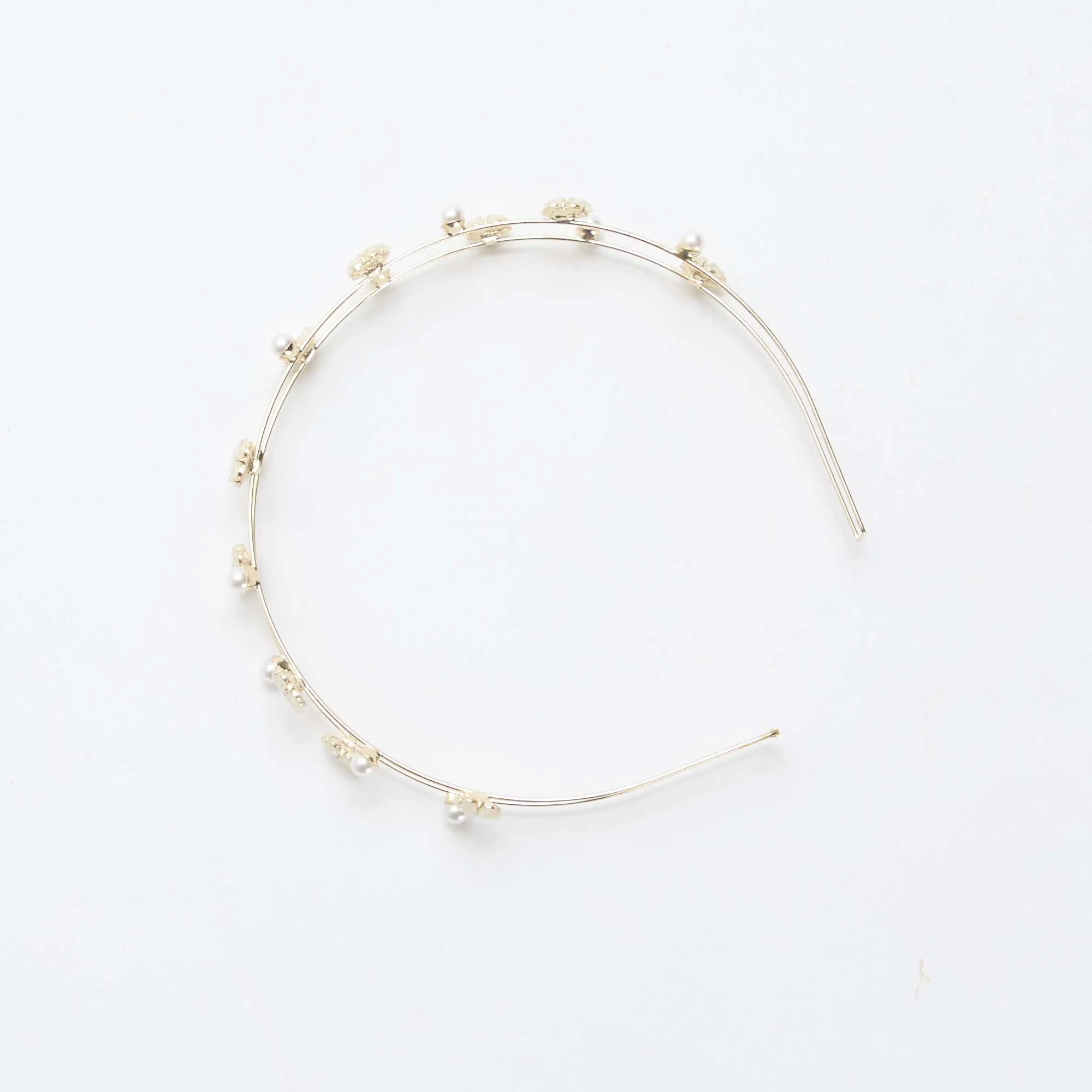 Double Row Floral Headband BEIGE - Image 3