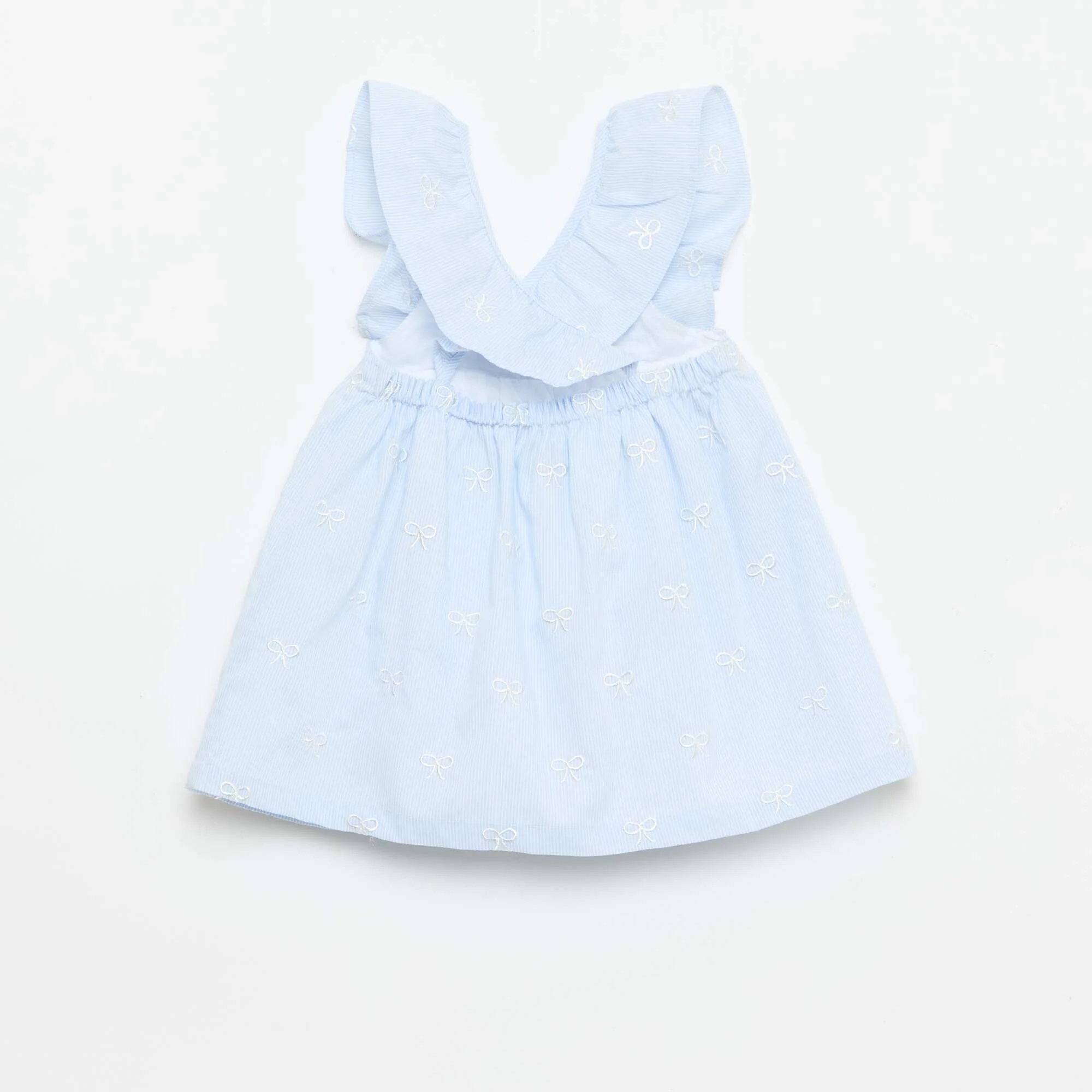 Dress with ruffled straps and embroidery BLUE - Image 3