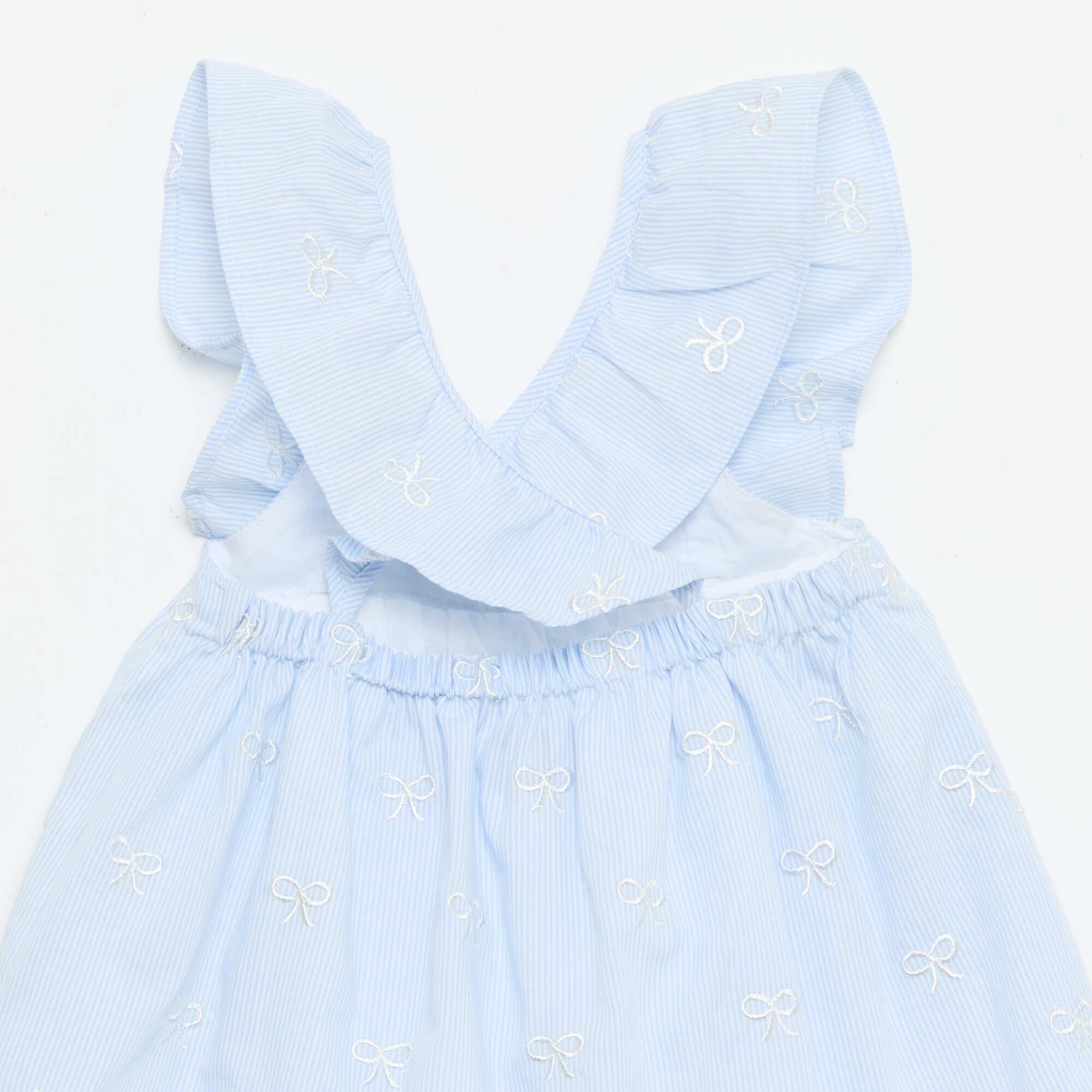 Dress with ruffled straps and embroidery BLUE - Image 4