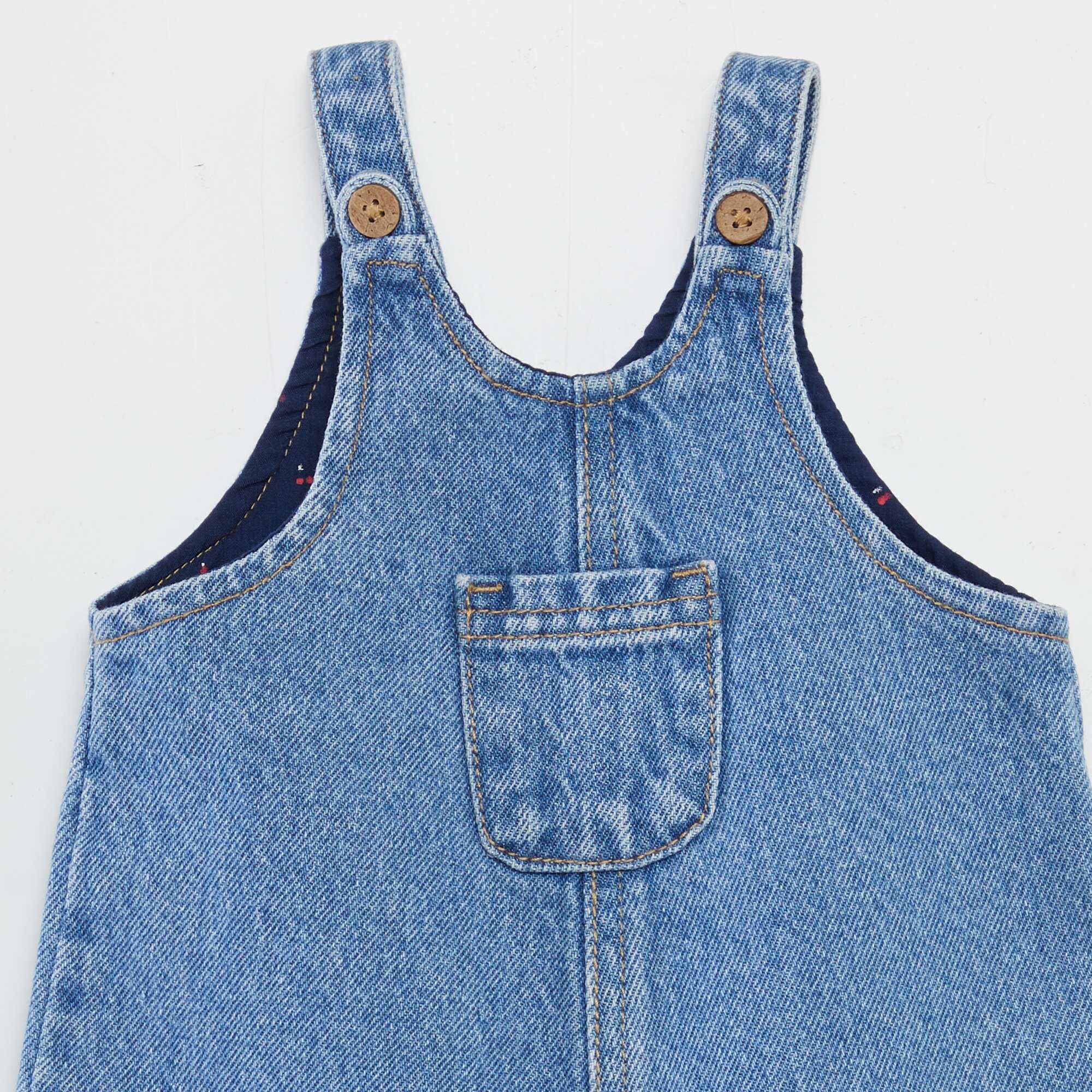 Dungaree shorts with breast pocket BLUE - Image 3