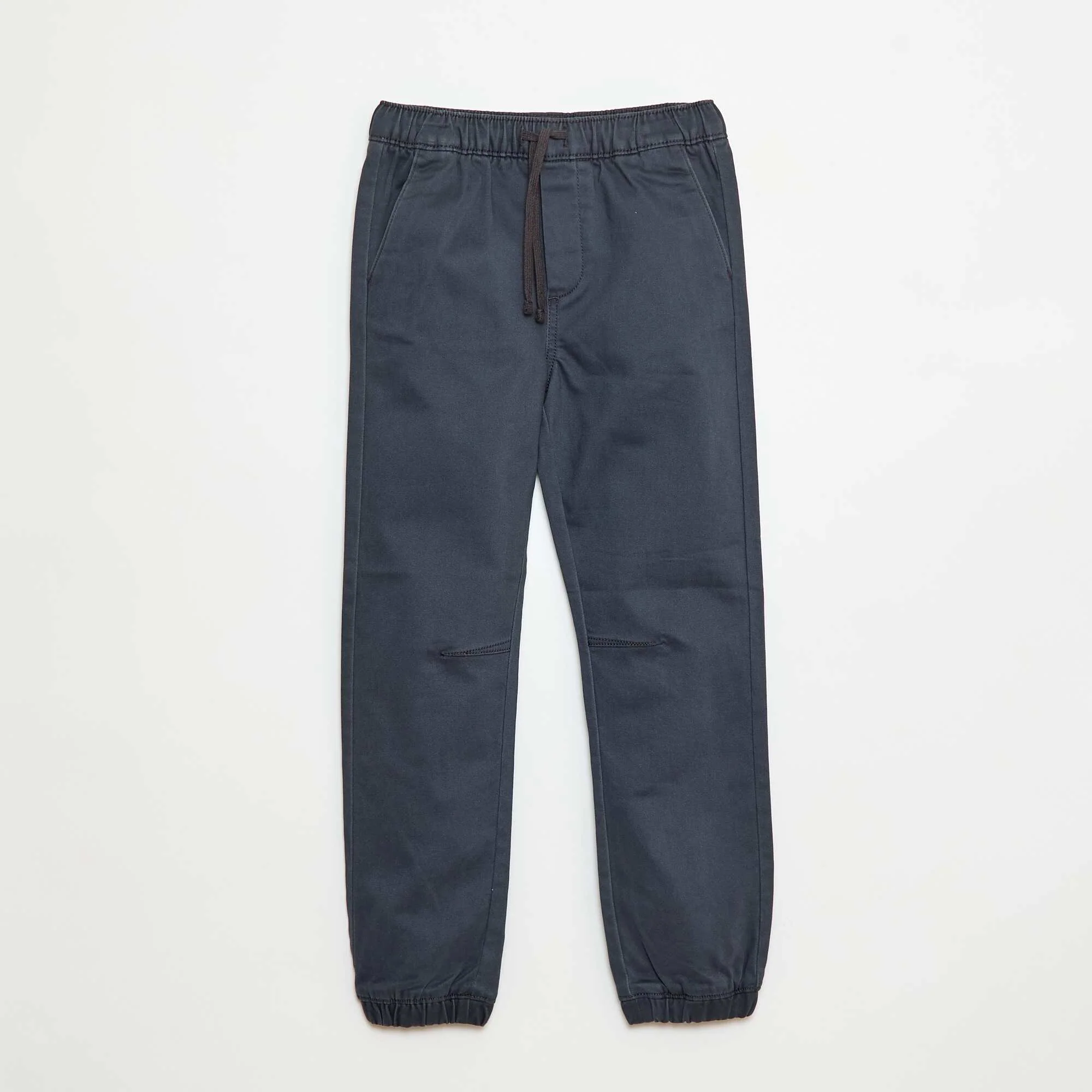 Elasticated Cotton Trousers BLACK