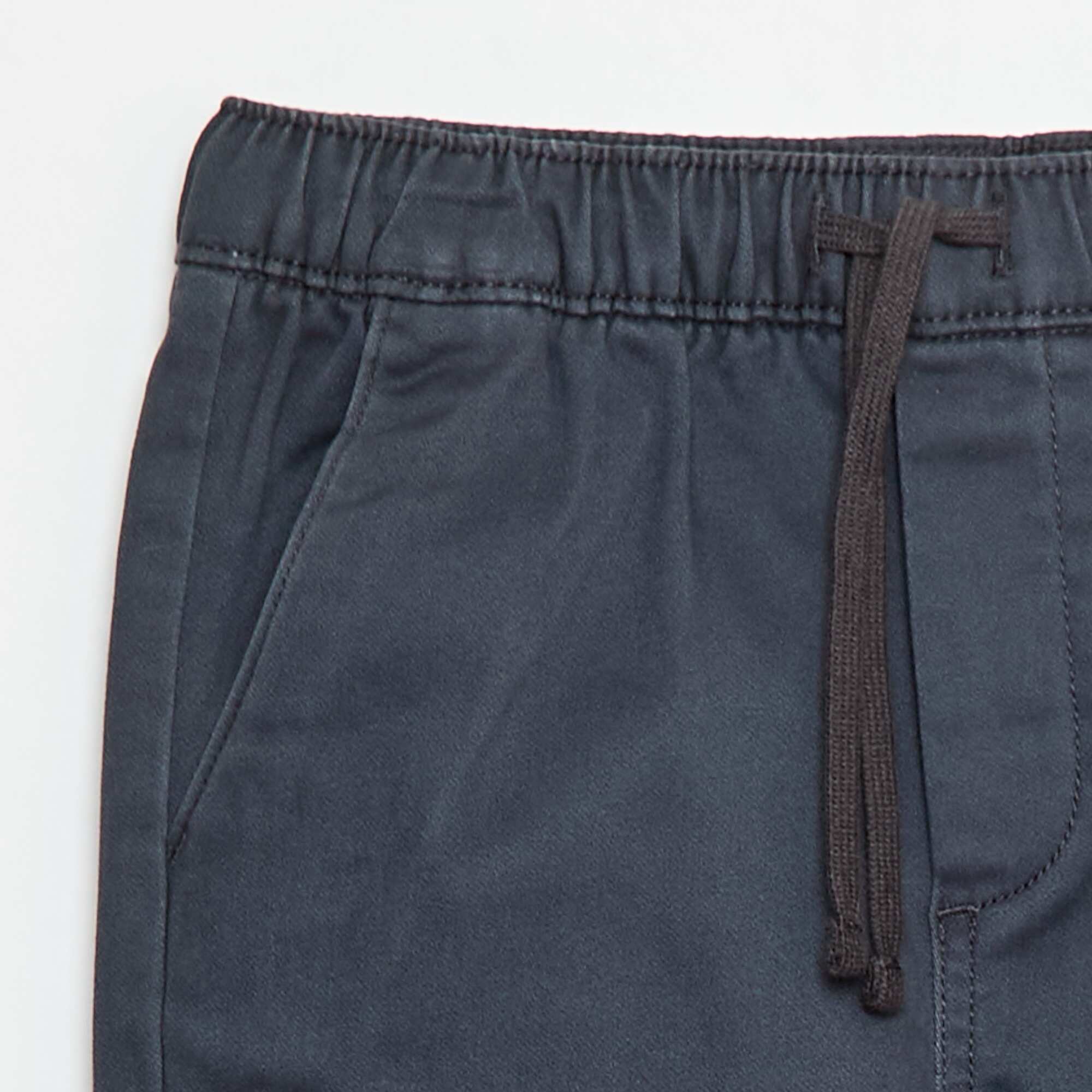Elasticated Cotton Trousers BLACK - Image 3