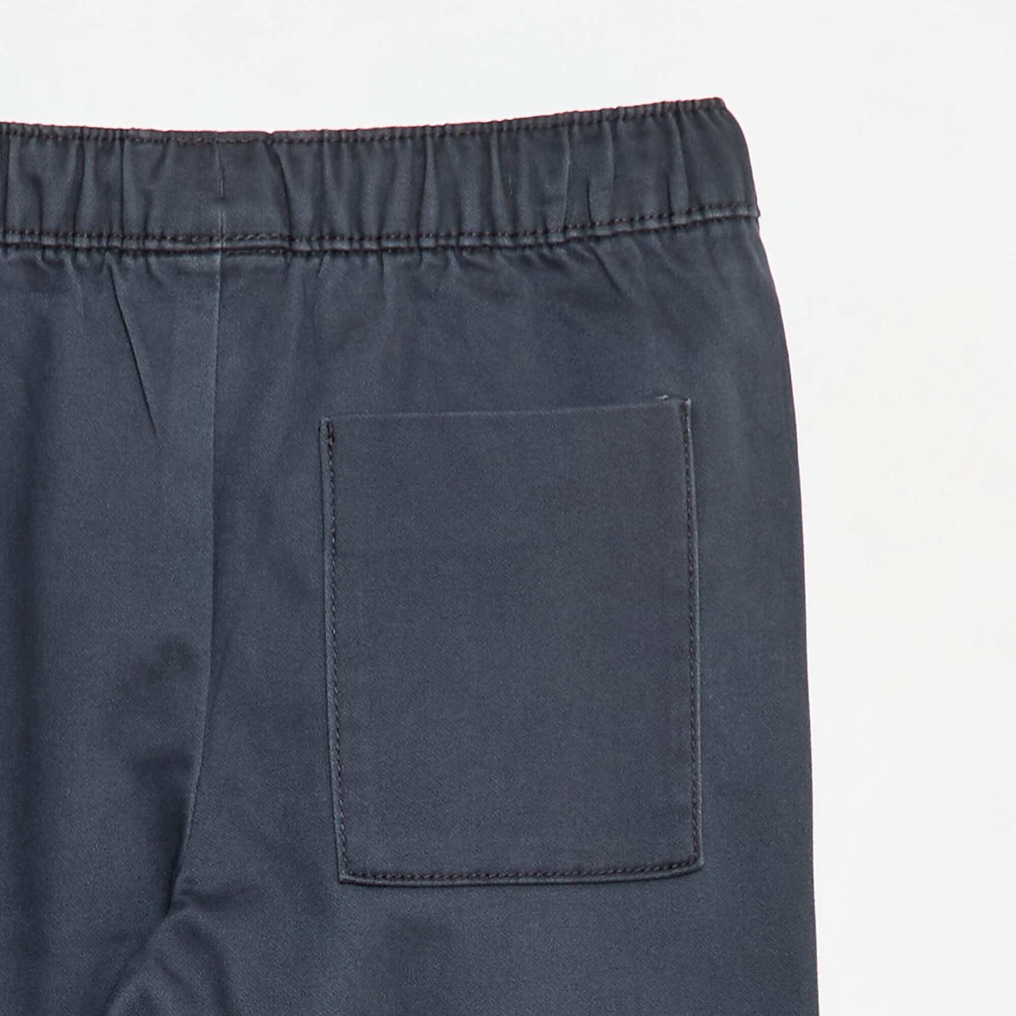 Elasticated Cotton Trousers BLACK - Image 4