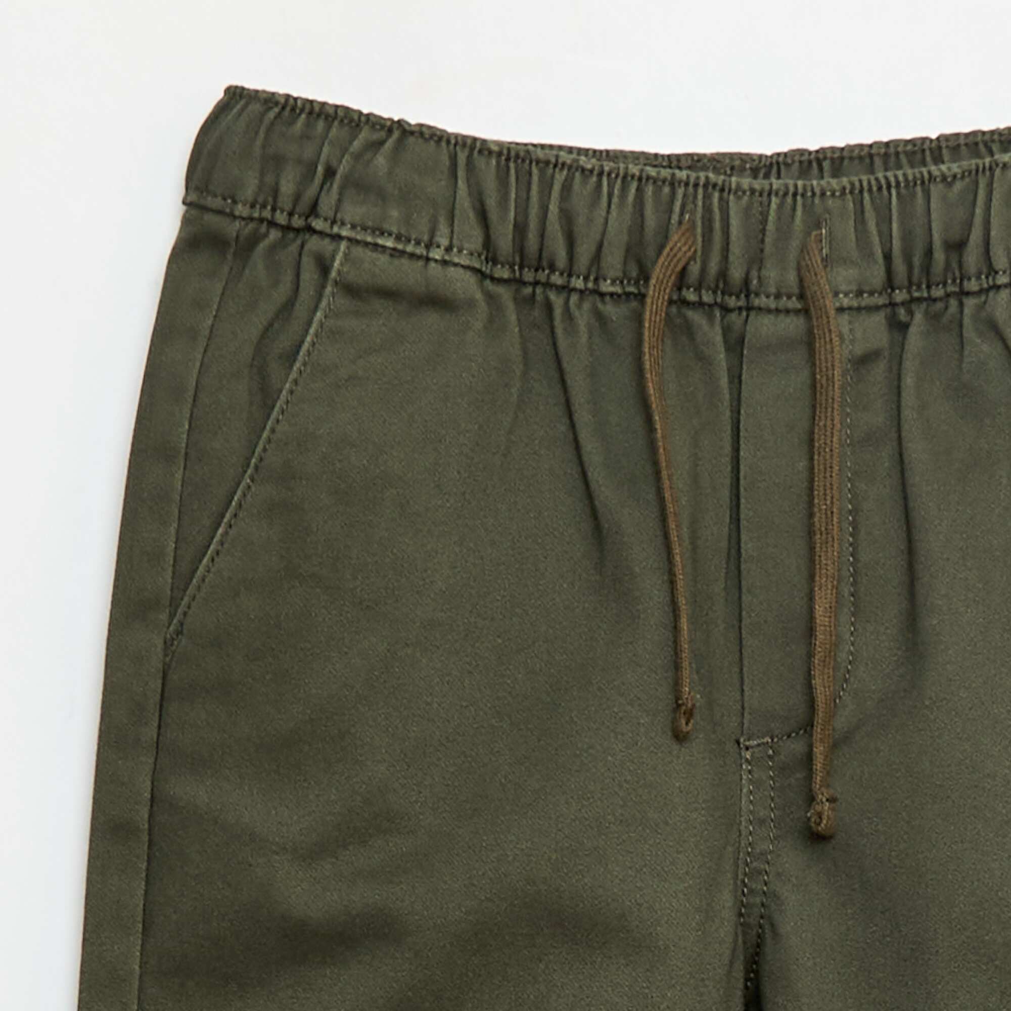 Elasticated Cotton Trousers KHAKI - Image 3