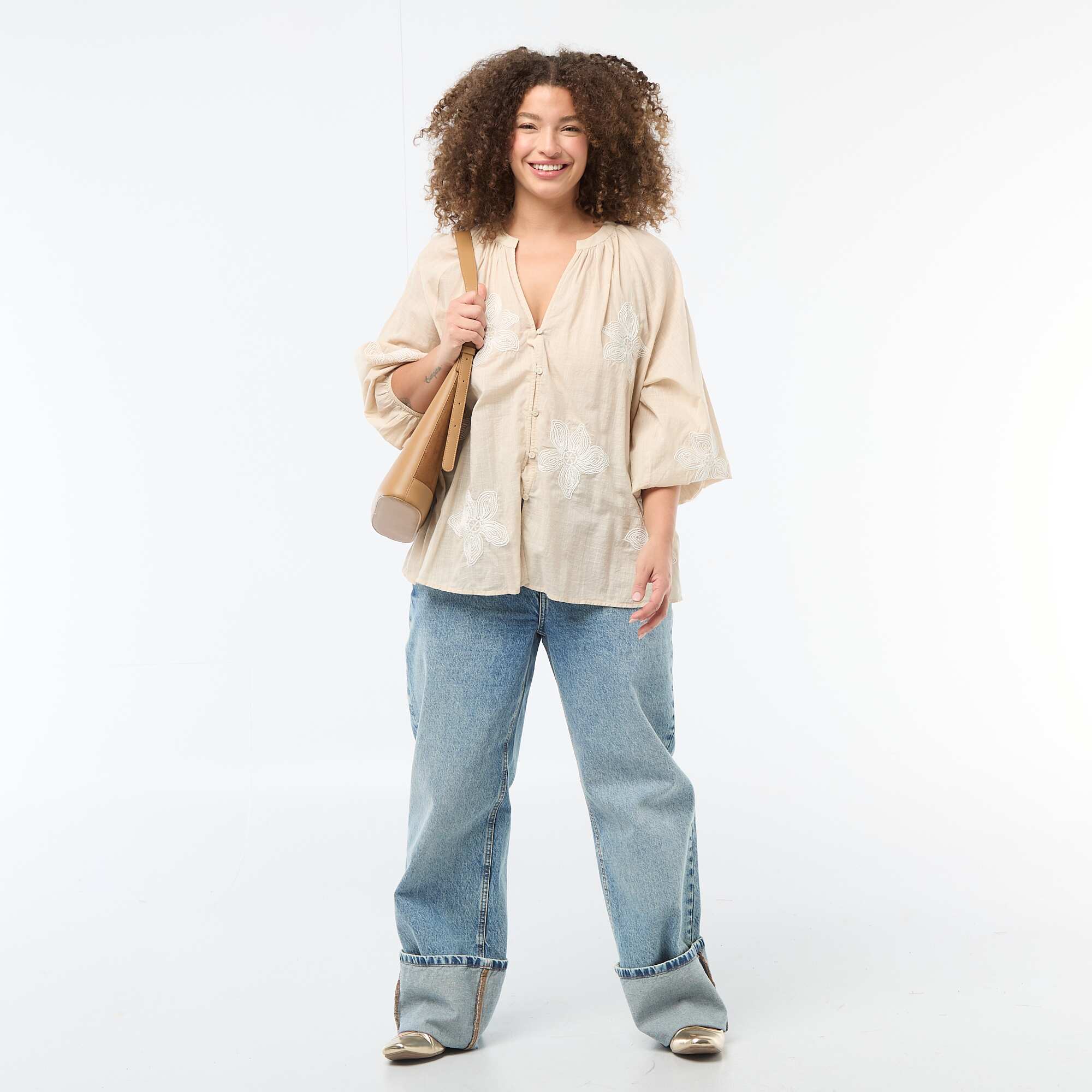 Embroidered Blouse BEIGE - Image 2