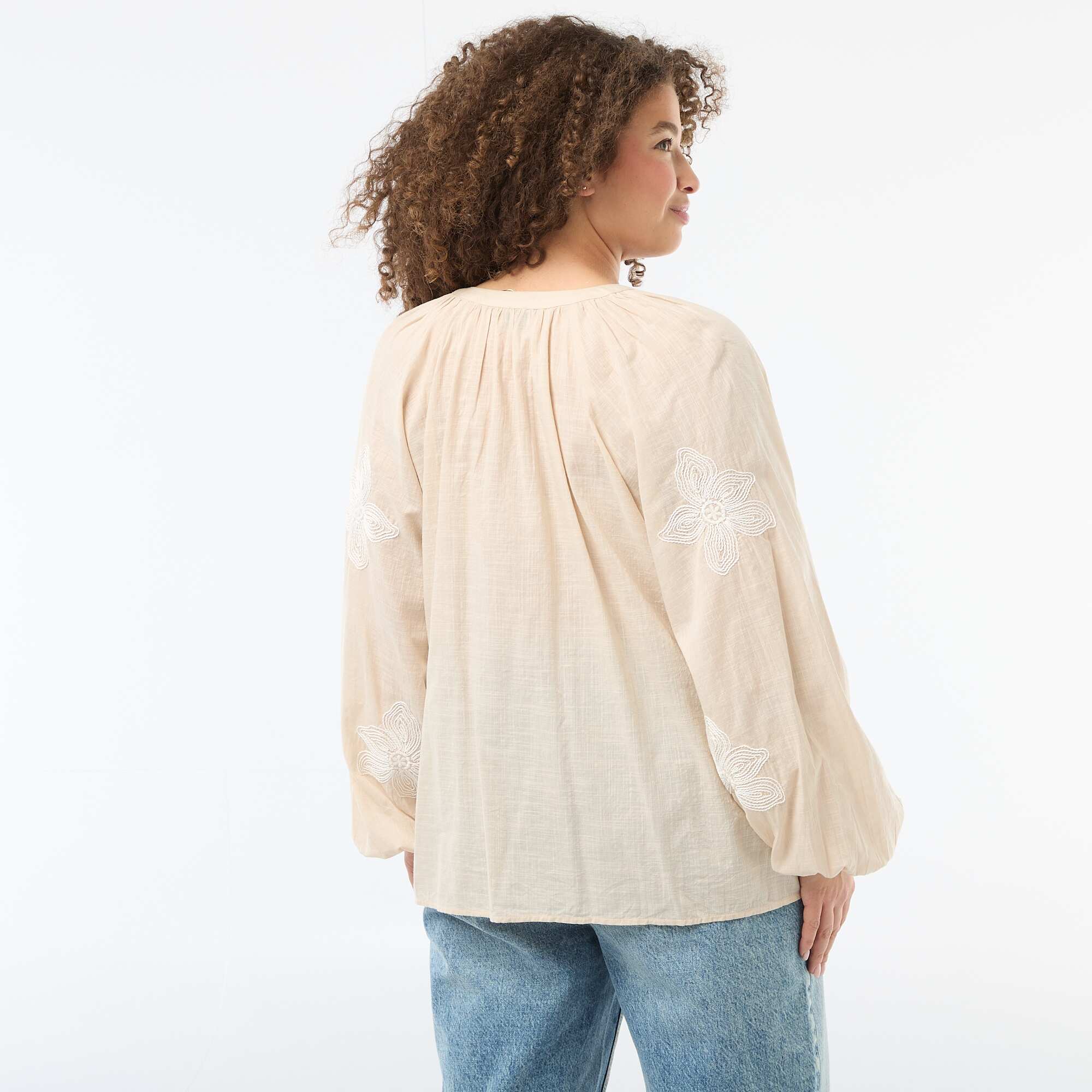Embroidered Blouse BEIGE - Image 3