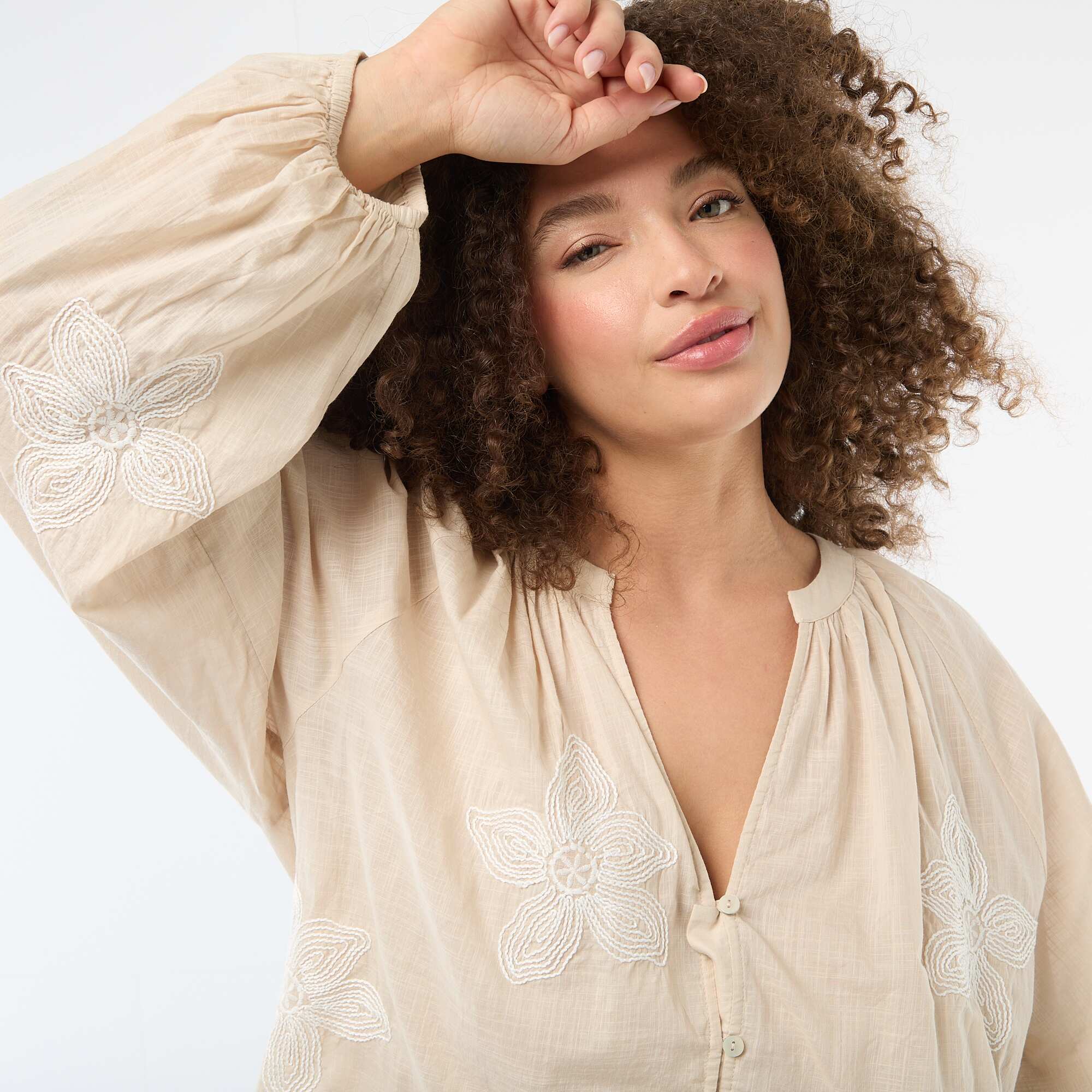 Embroidered Blouse BEIGE - Image 4