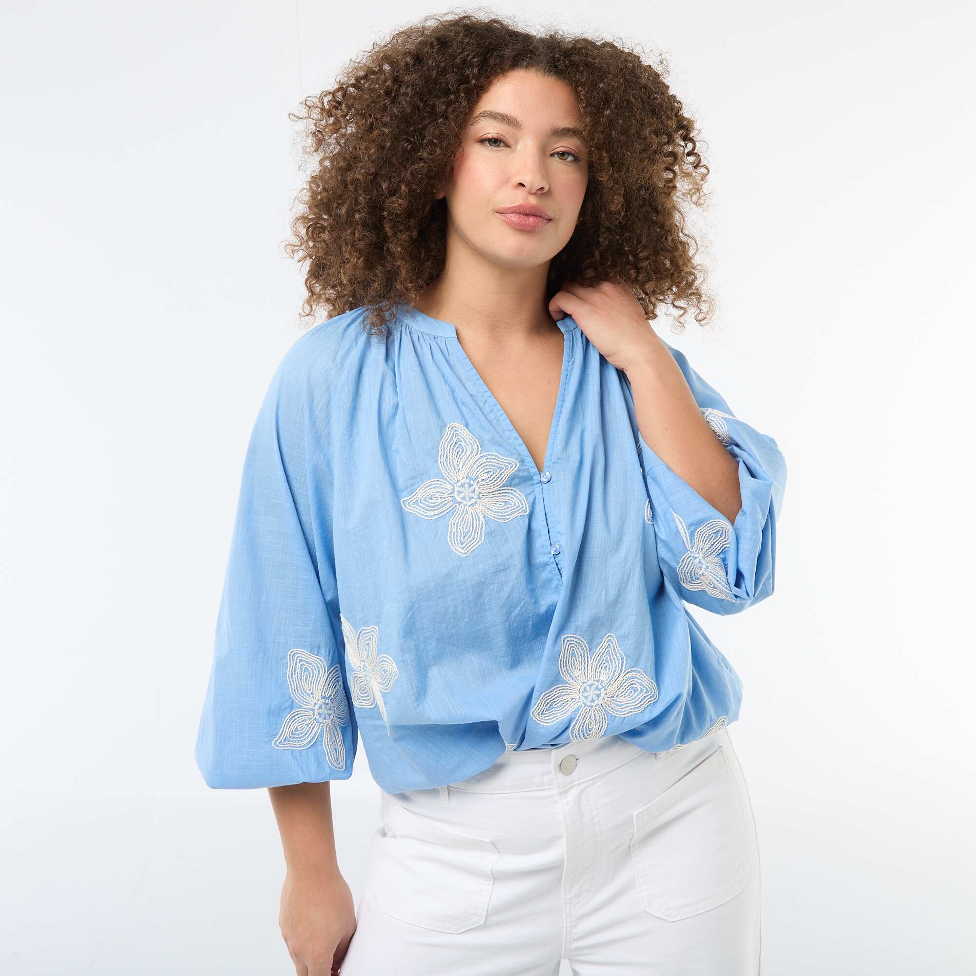 Embroidered Blouse BLUE