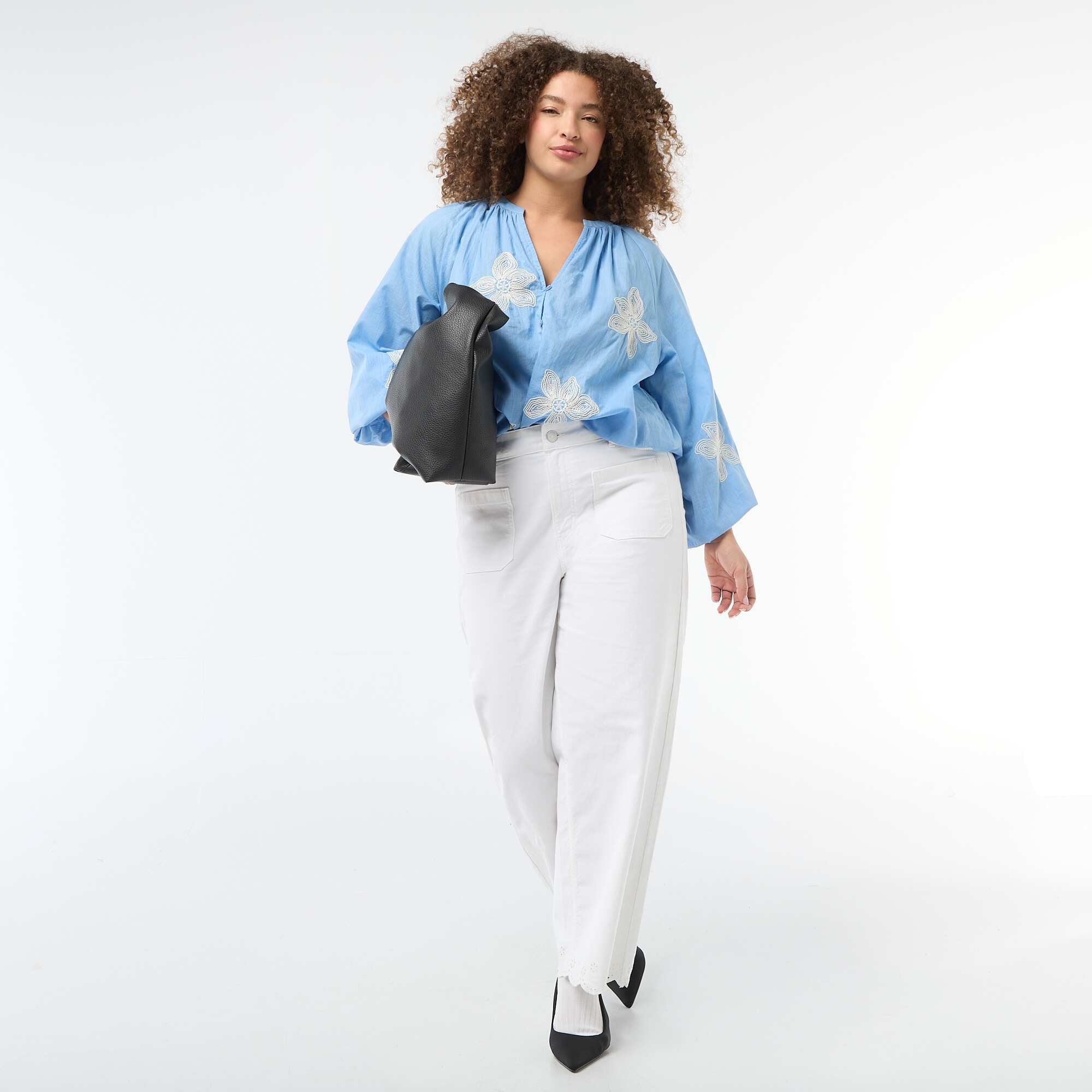 Embroidered Blouse BLUE - Image 3