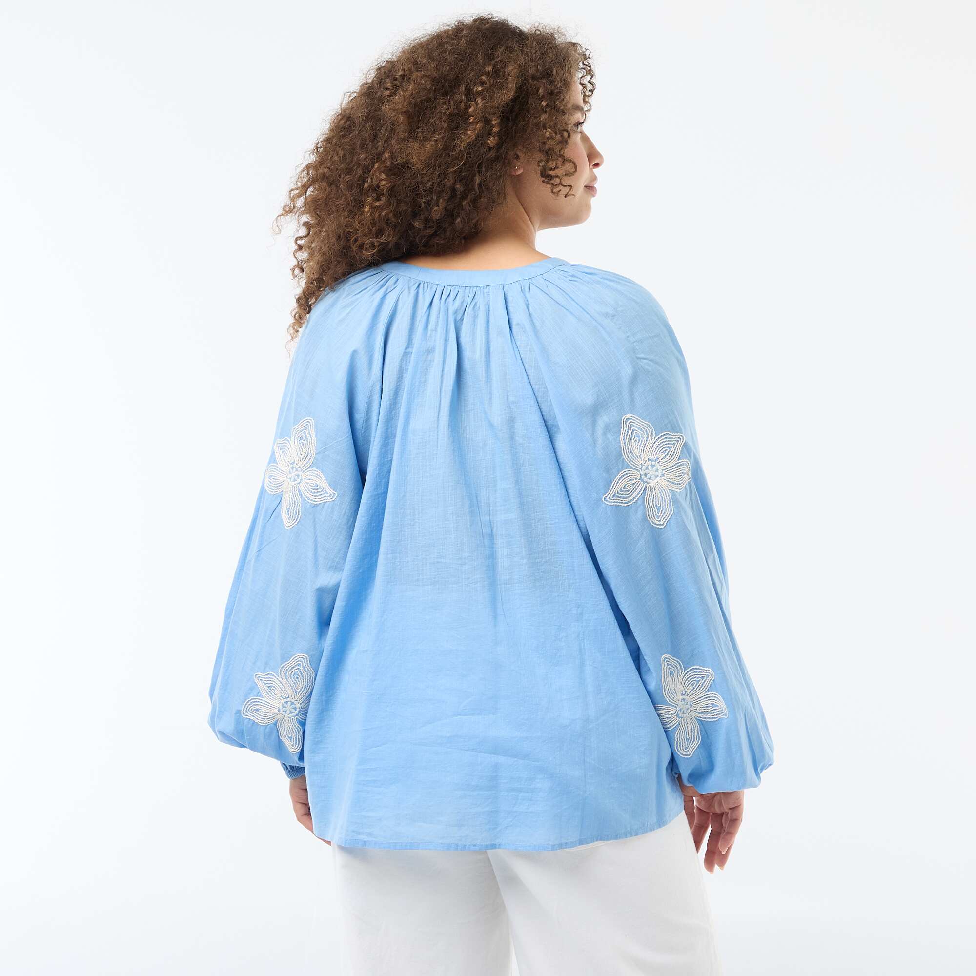 Embroidered Blouse BLUE - Image 4