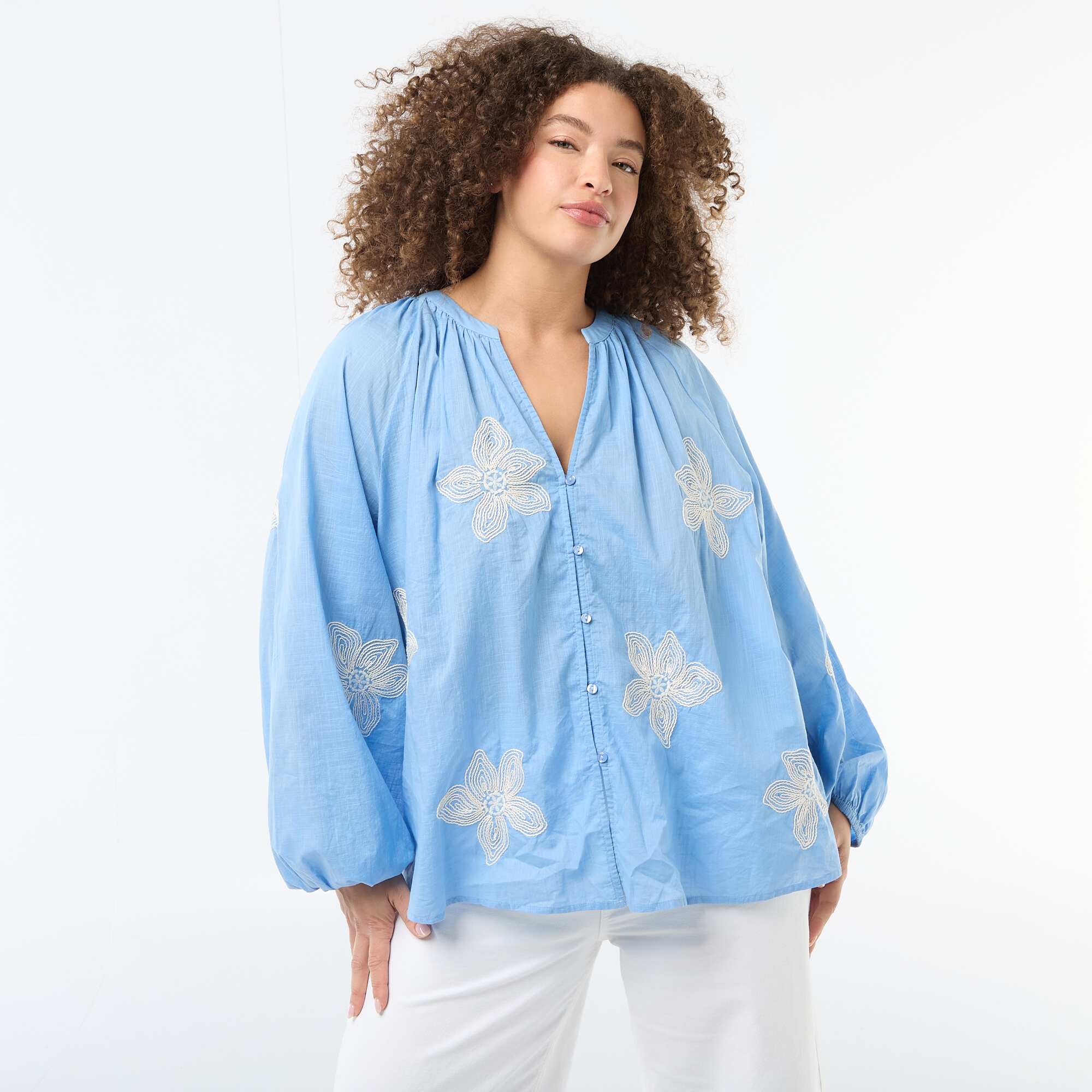 Embroidered Blouse BLUE - Image 5