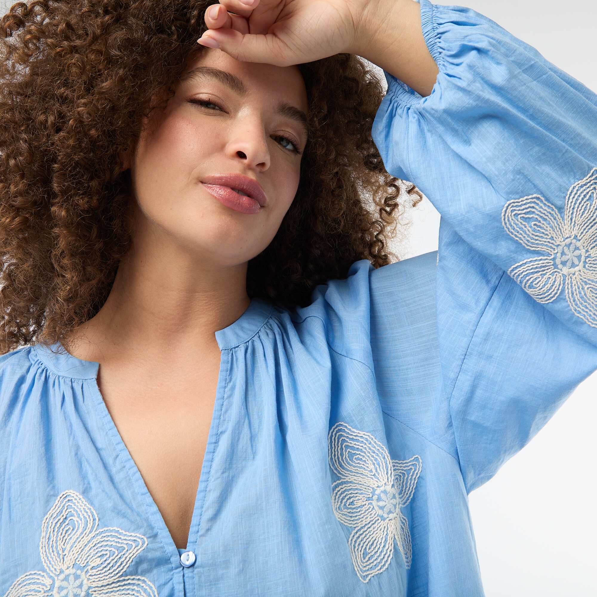 Embroidered Blouse BLUE - Image 6