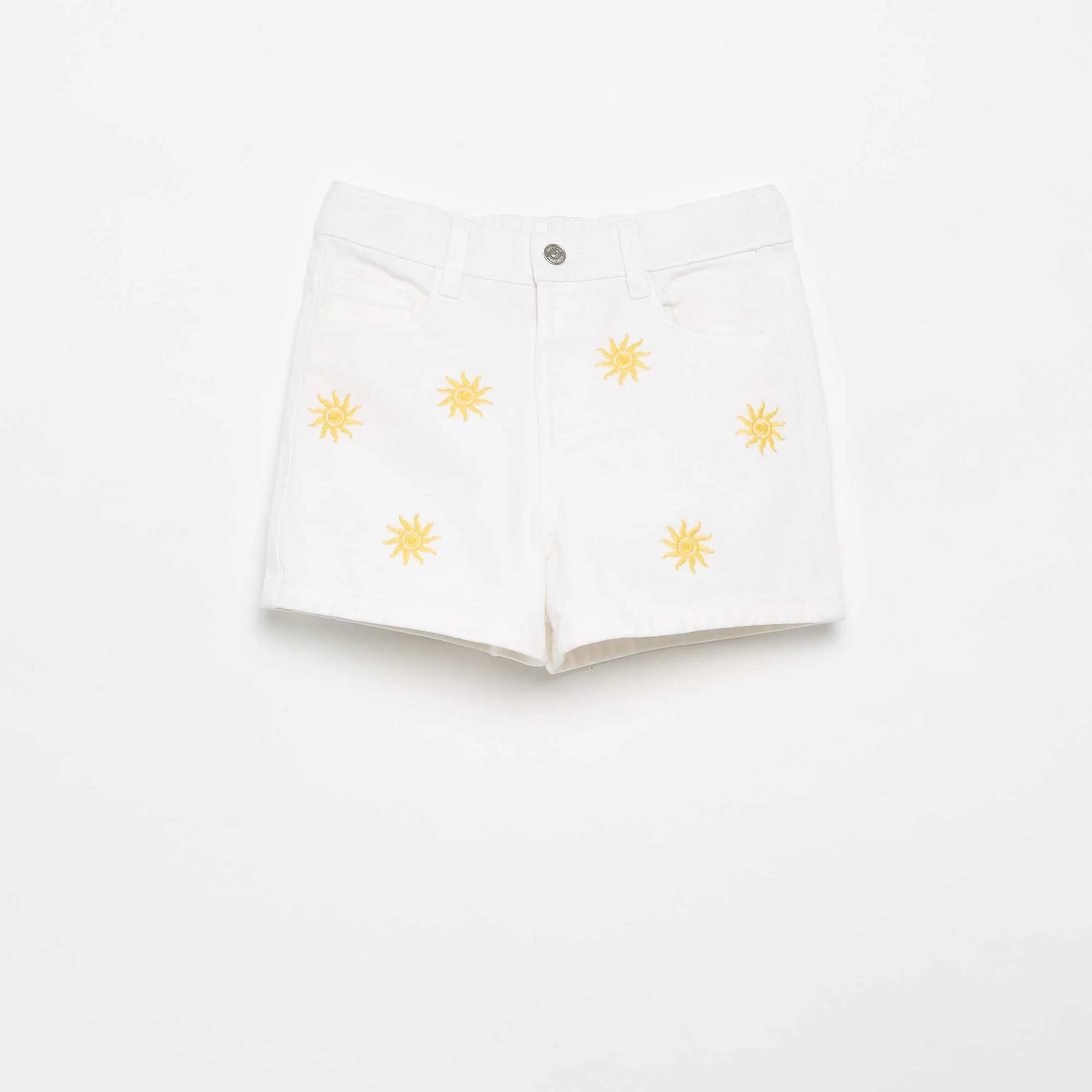 Embroidered denim shorts WHITE