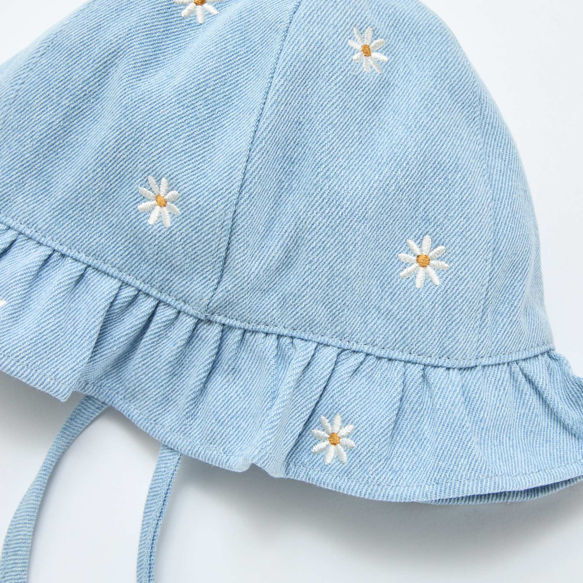 Embroidered Floral Denim Bucket Hat BLUE - Image 3