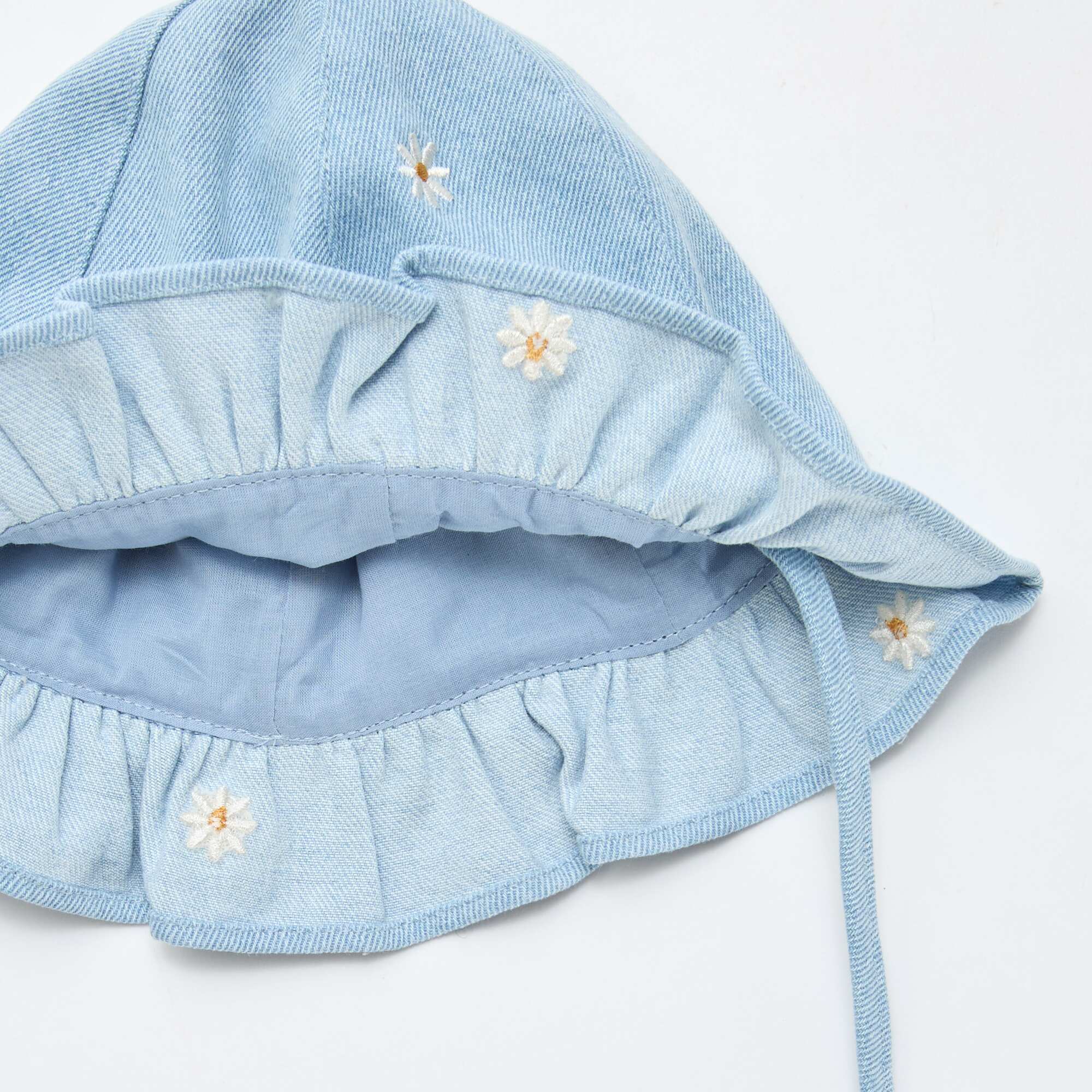 Embroidered Floral Denim Bucket Hat BLUE - Image 4
