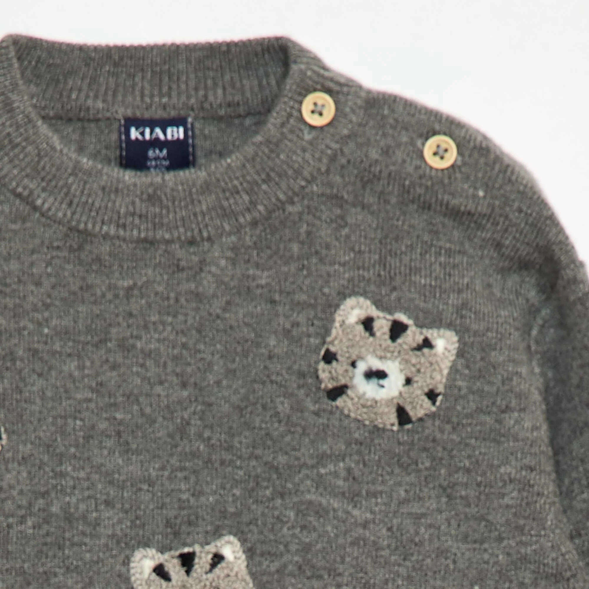 Embroidered Knit Crew Neck Sweater GREY - Image 5
