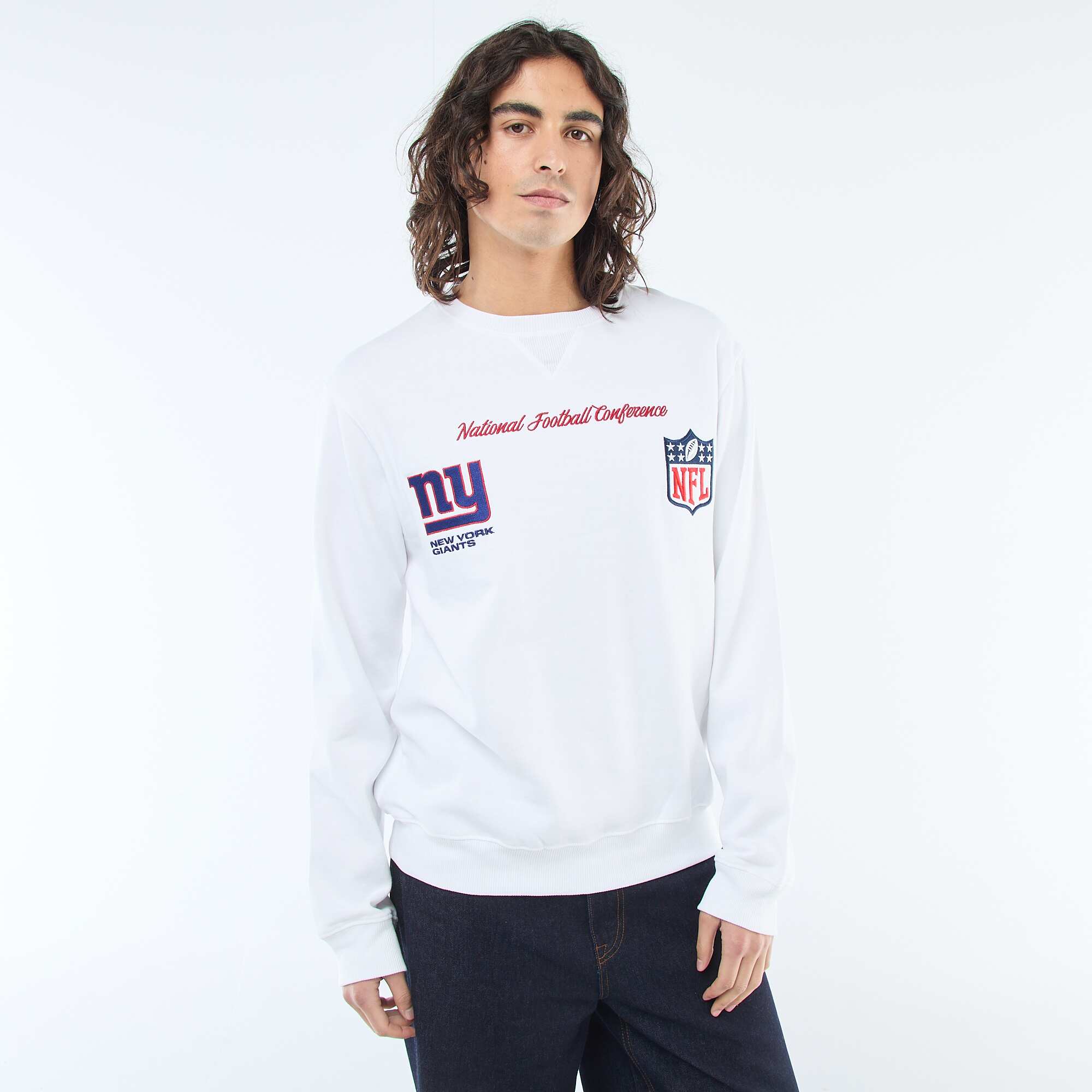 Embroidered 'NFL' Fleece Sweatshirt WHITE - Image 4