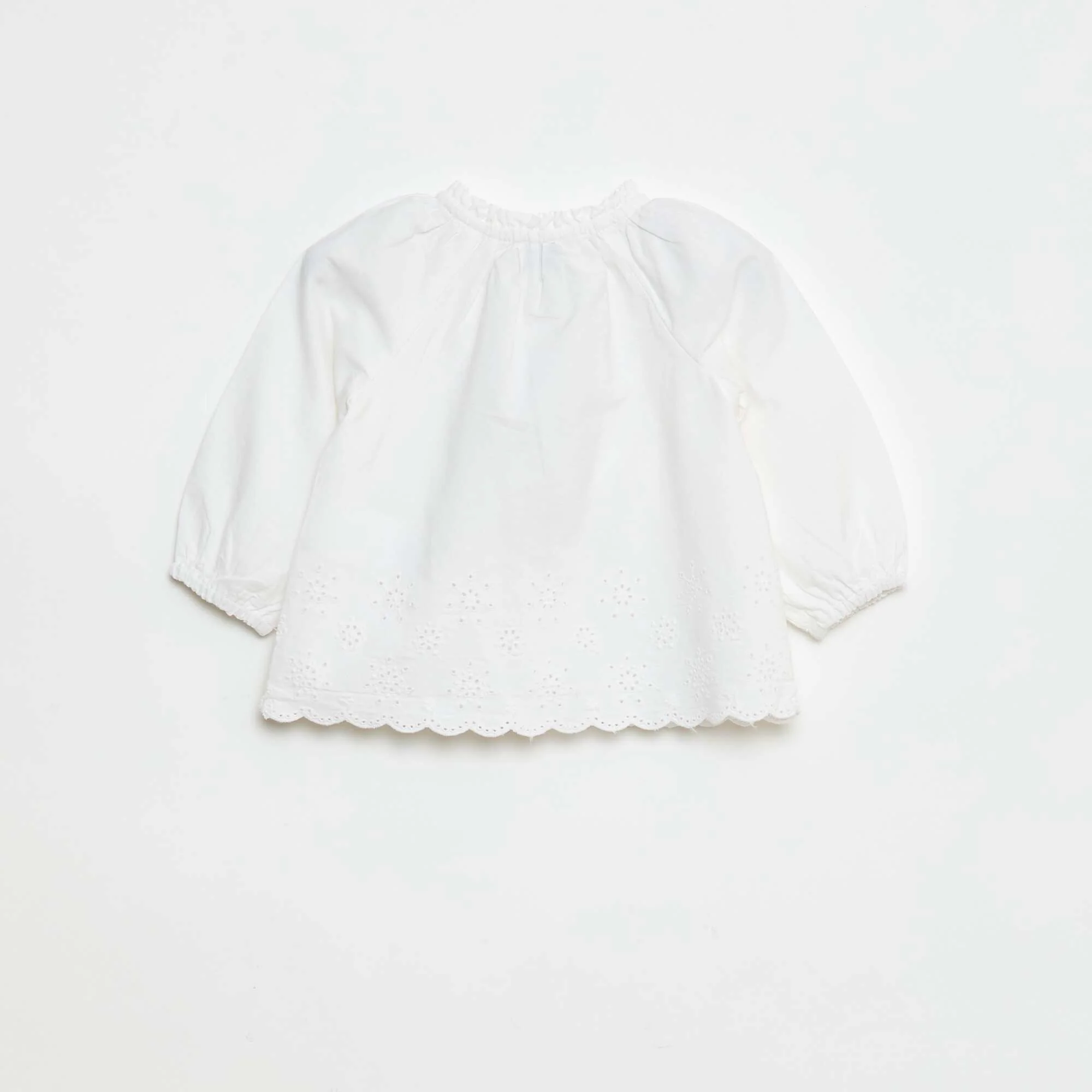 Embroidered poplin blouse with ruffled collar WHITE - Image 2