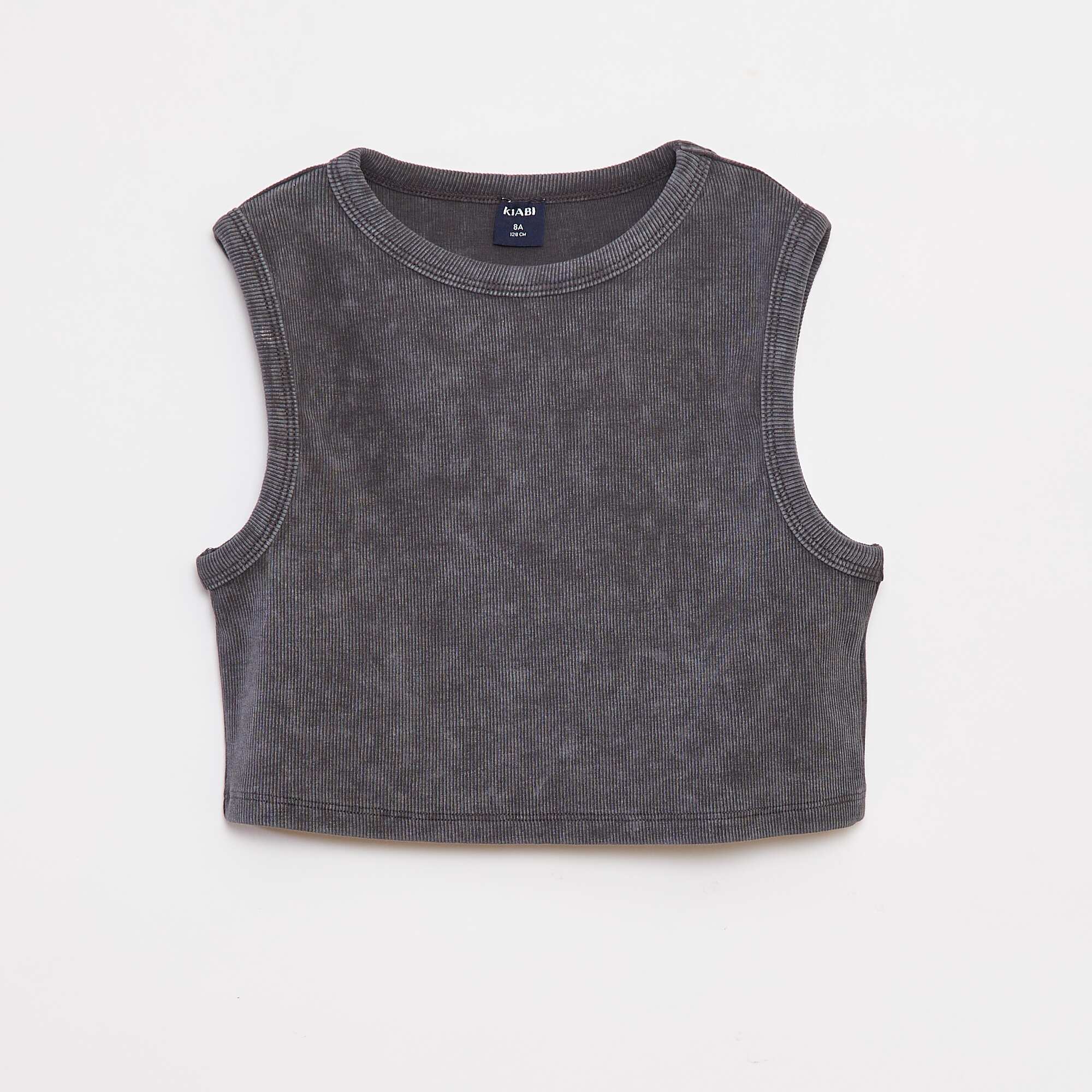 Faded effect ribbed vest top BLACK