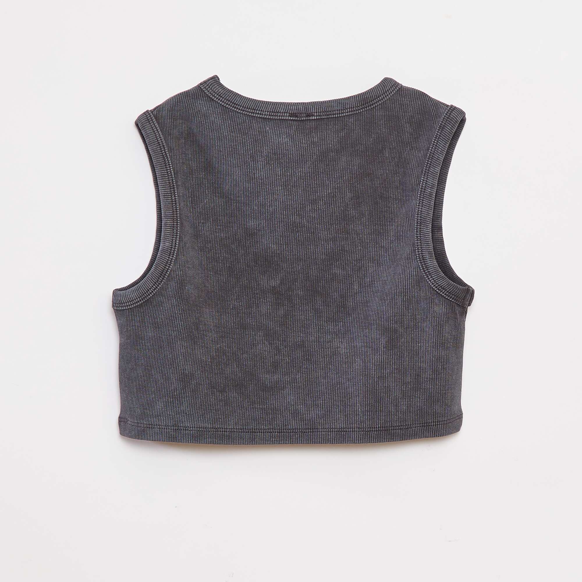 Faded effect ribbed vest top BLACK - Image 2