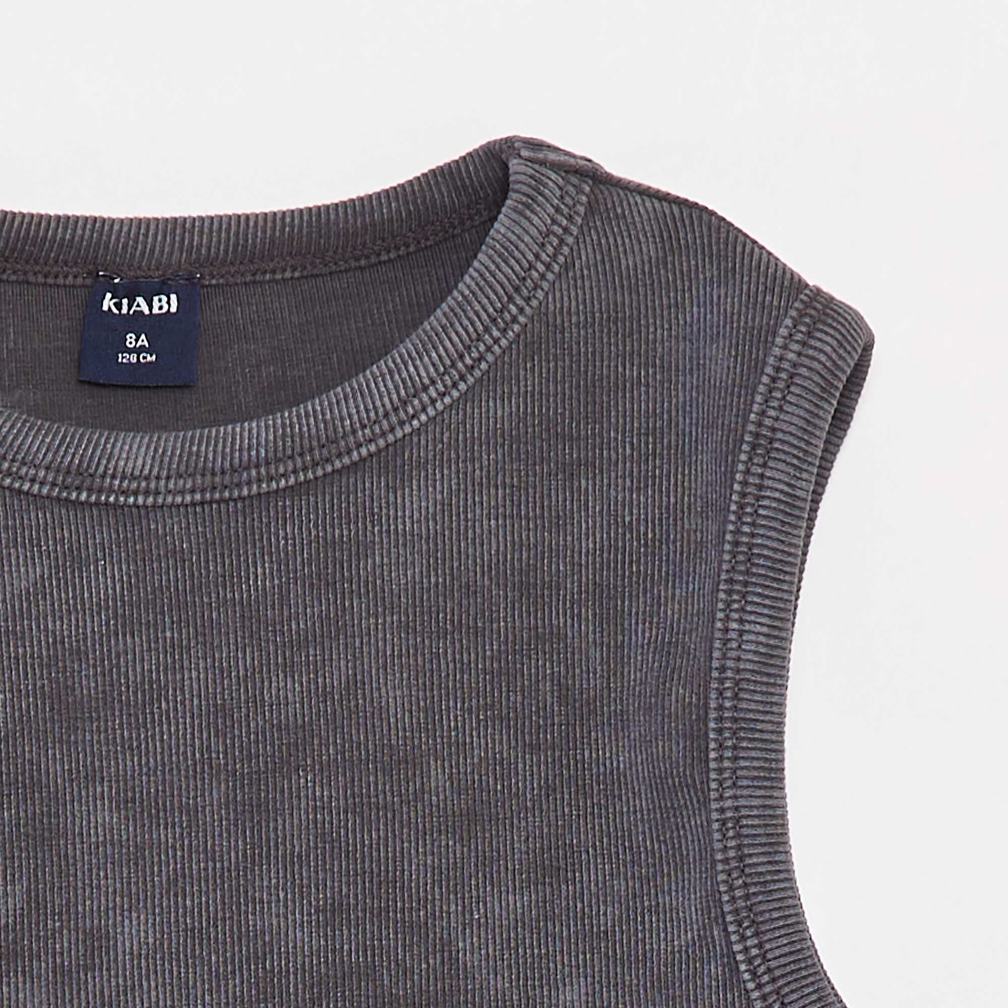 Faded effect ribbed vest top BLACK - Image 3