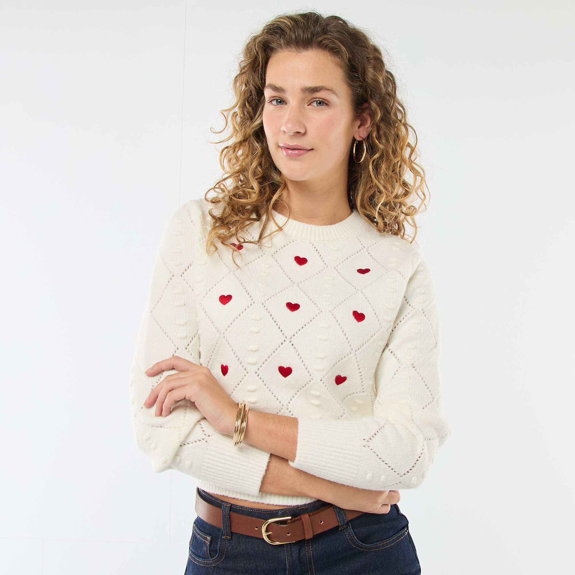 Fancy Knit Sweater WHITE