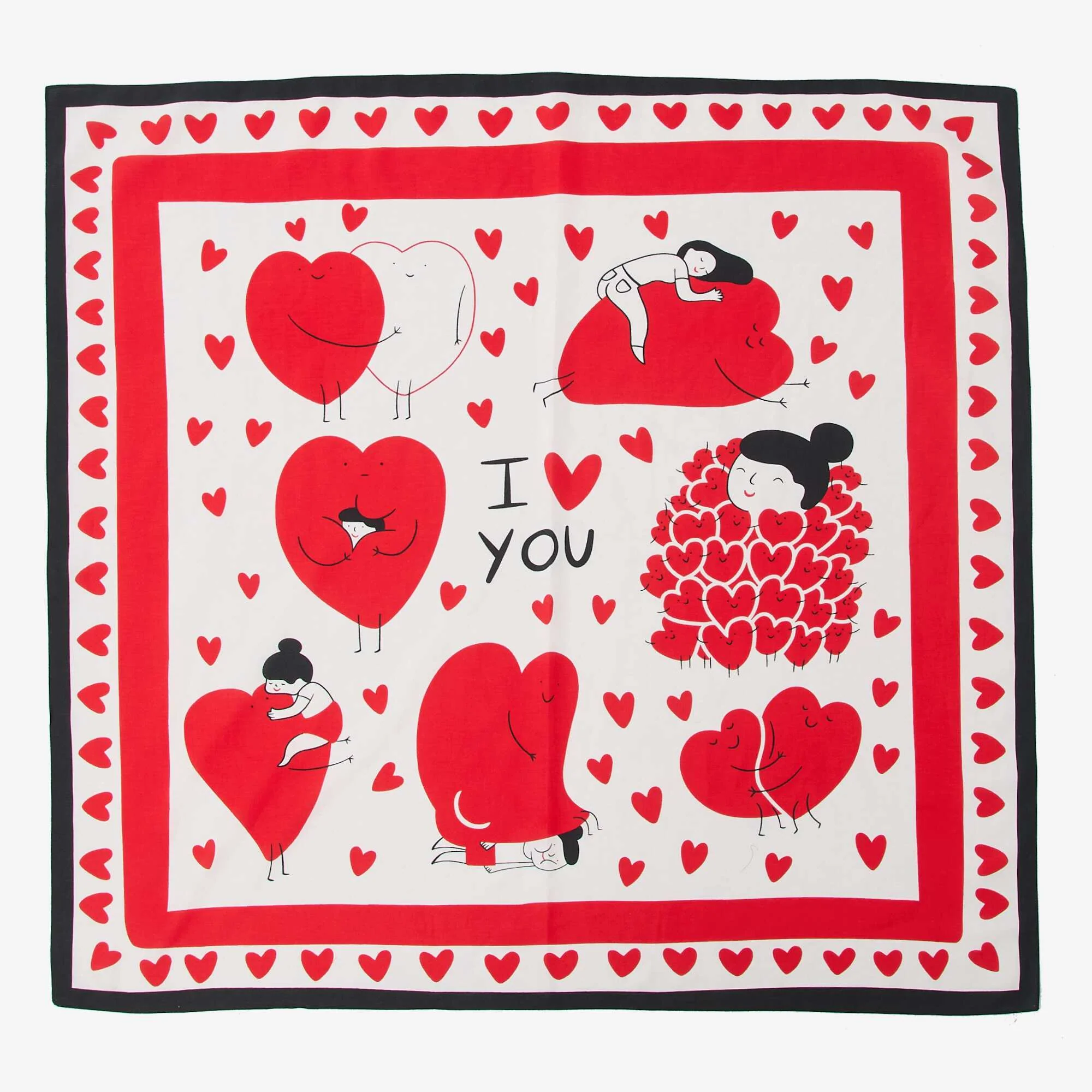Fantasy Print Scarf (100x100 cm) - Valentine's Day WHITE - Image 4