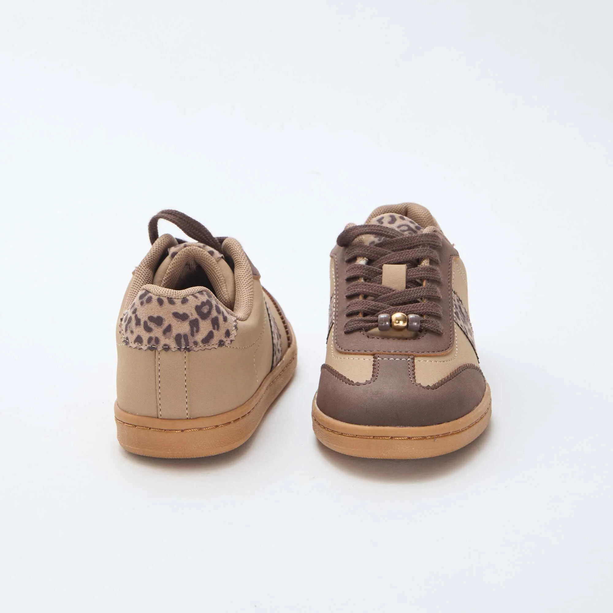 Fashion Sneakers with Leopard Print Inserts BROWN - Image 3