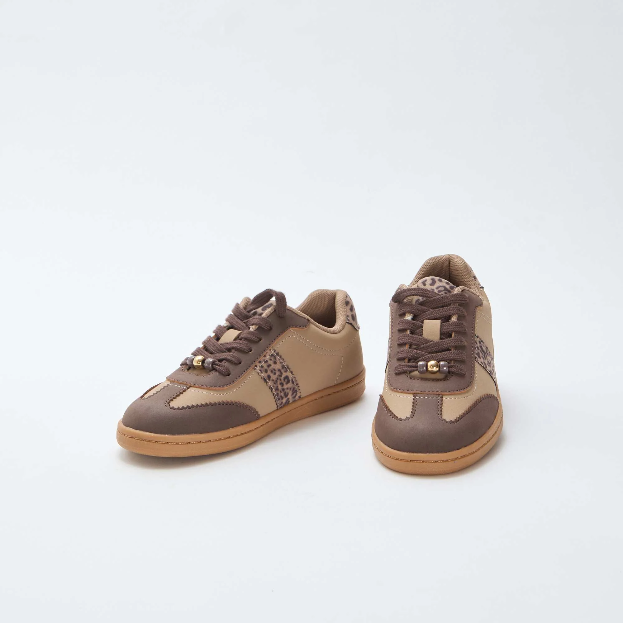 Fashion Sneakers with Leopard Print Inserts BROWN - Image 5