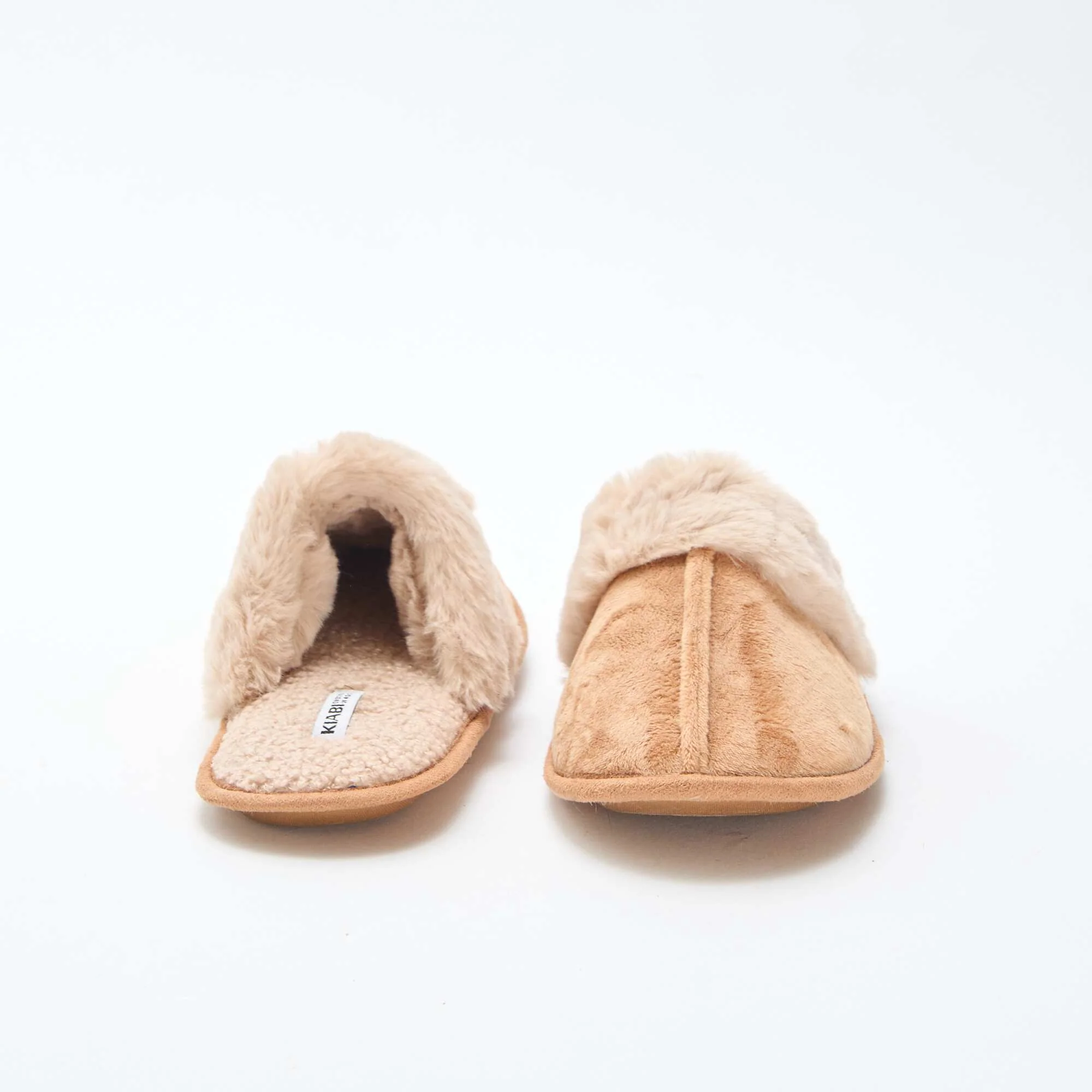 Faux Fur Mule Slippers BEIGE - Image 3