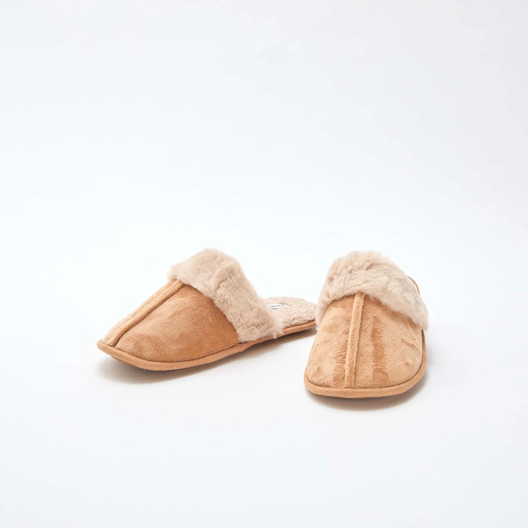 Faux Fur Mule Slippers BEIGE - Image 5