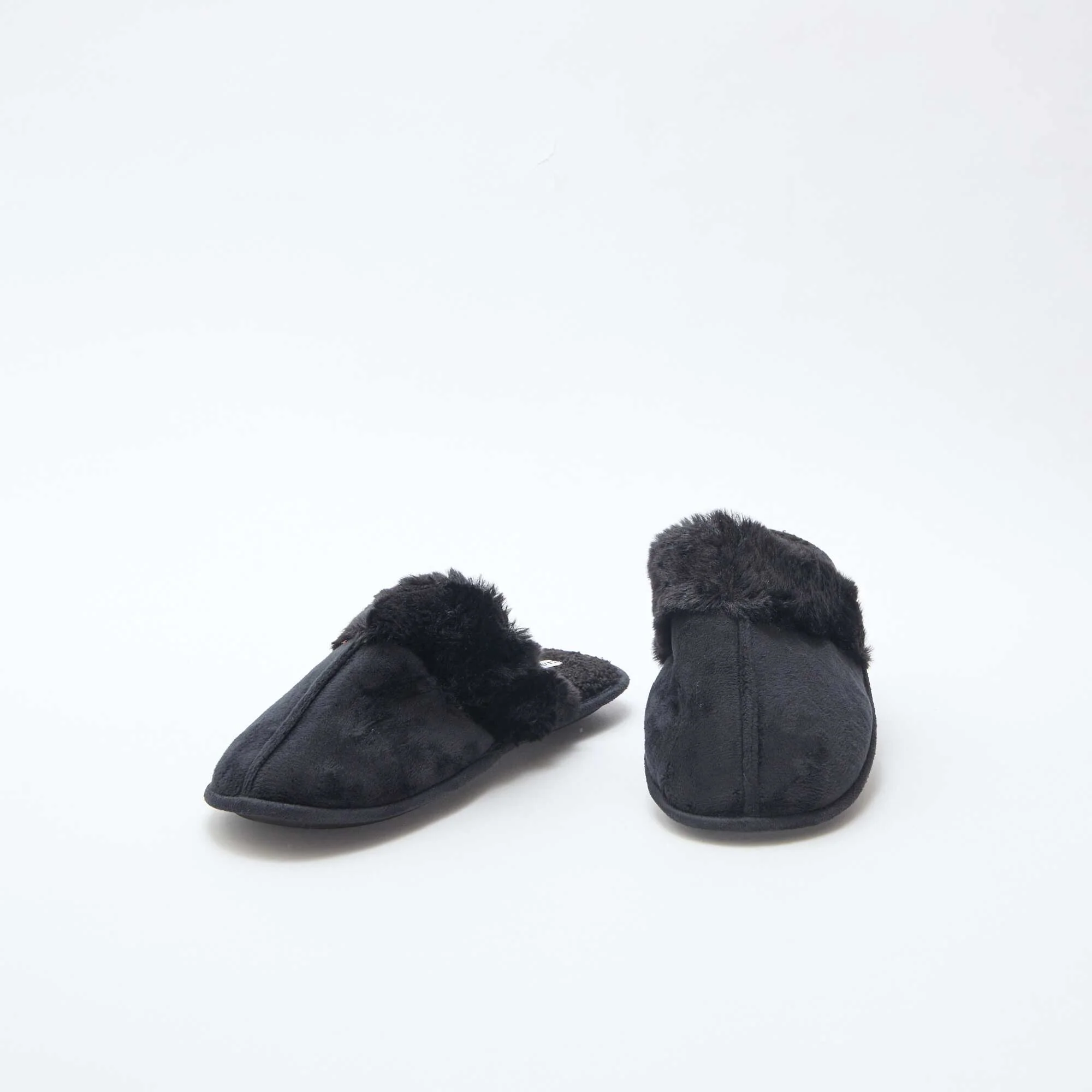 Faux Fur Mules Slippers BLACK - Image 5