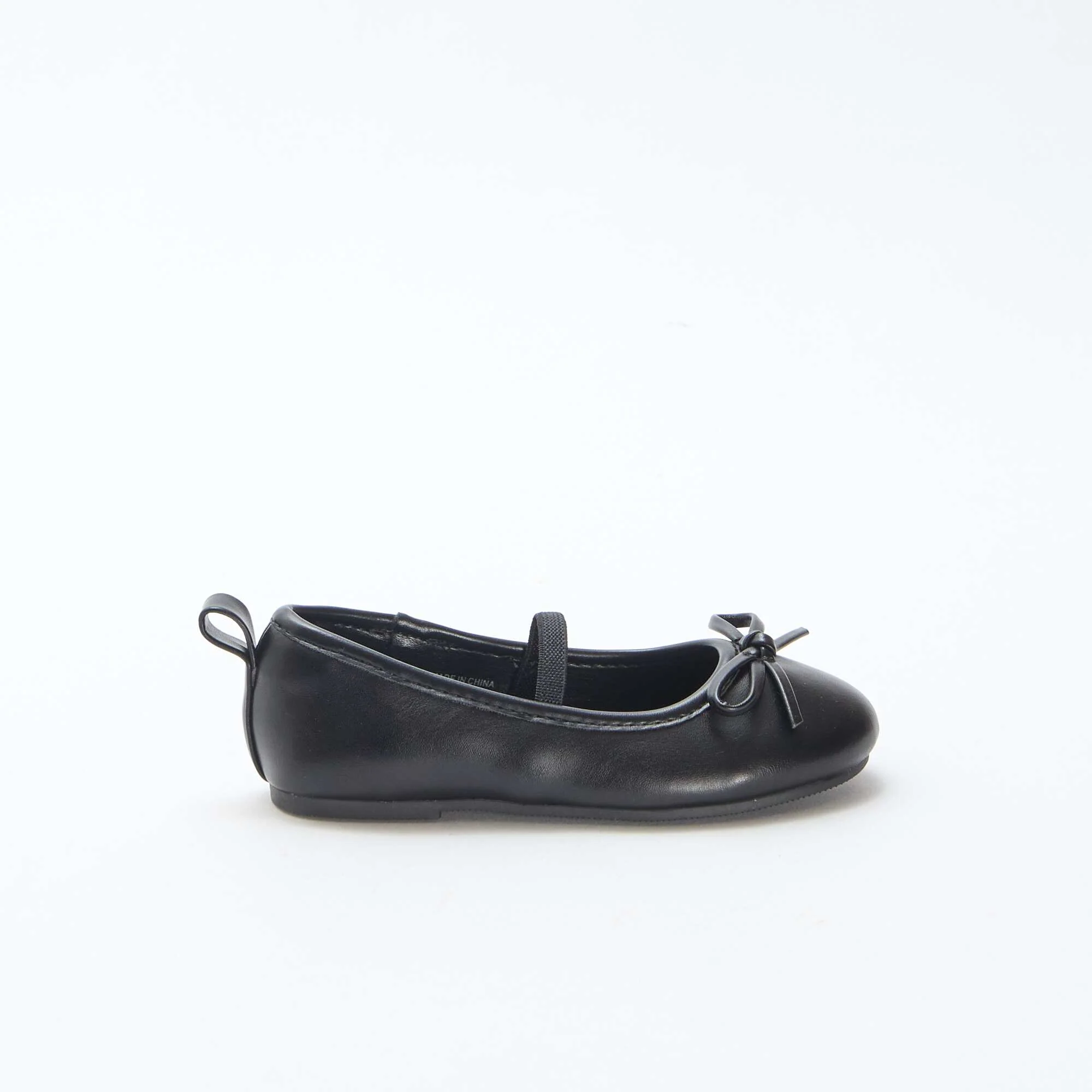 Faux Leather Ballerina Shoes with Strap BLACK - Image 2