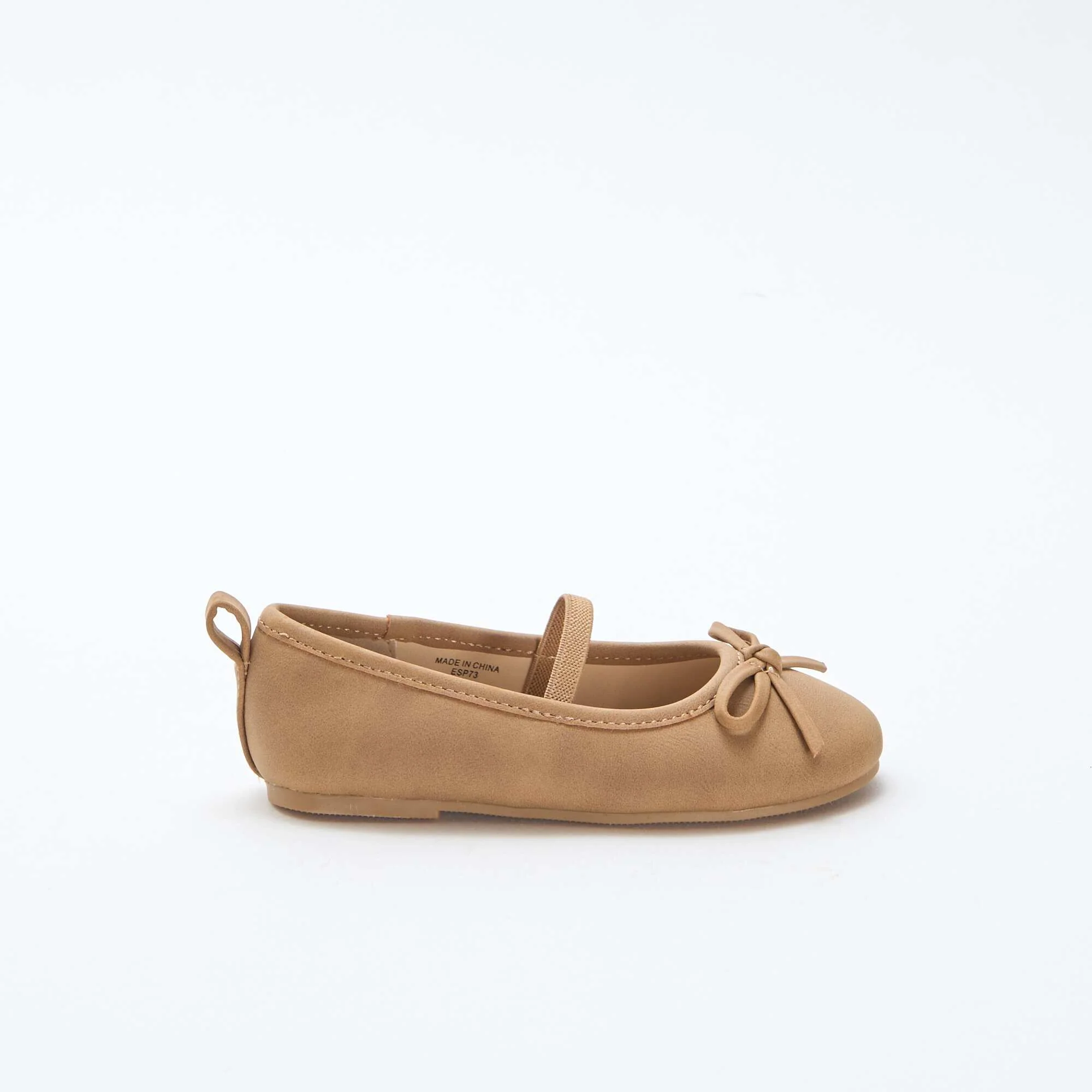 Faux Leather Ballerina Shoes with Strap BROWN - Image 2