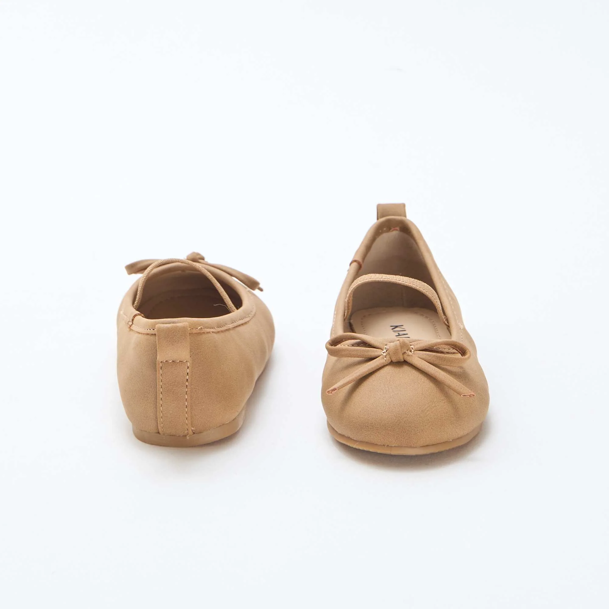Faux Leather Ballerina Shoes with Strap BROWN - Image 3