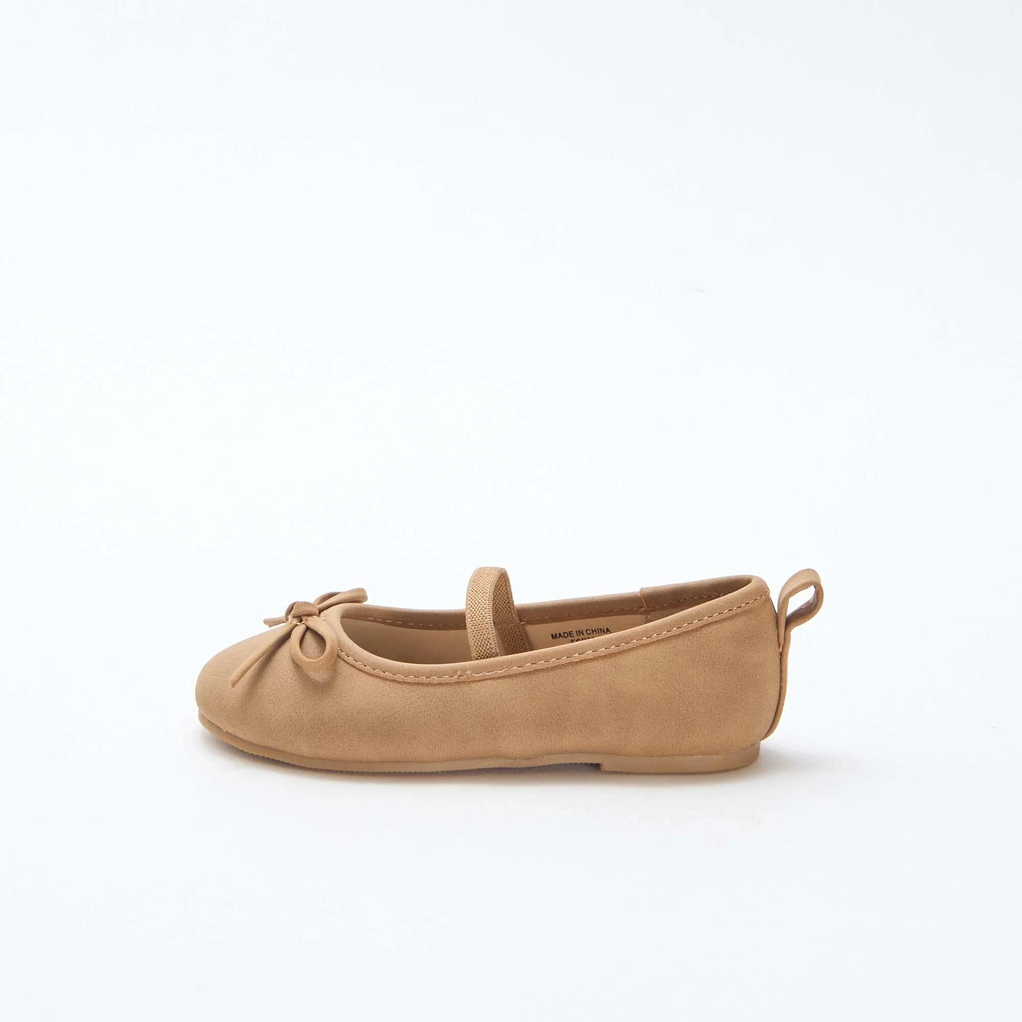 Faux Leather Ballerina Shoes with Strap BROWN - Image 4