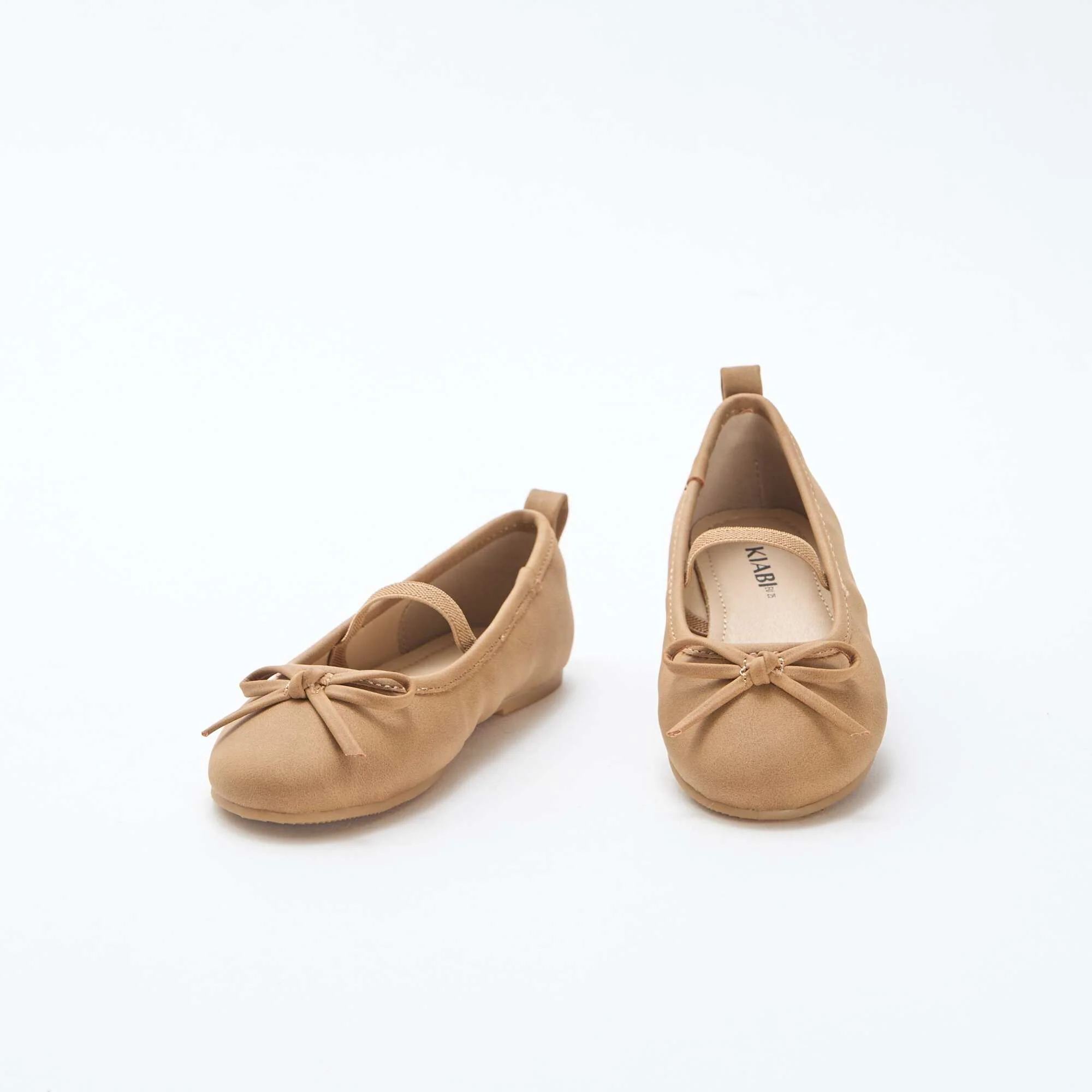 Faux Leather Ballerina Shoes with Strap BROWN - Image 5