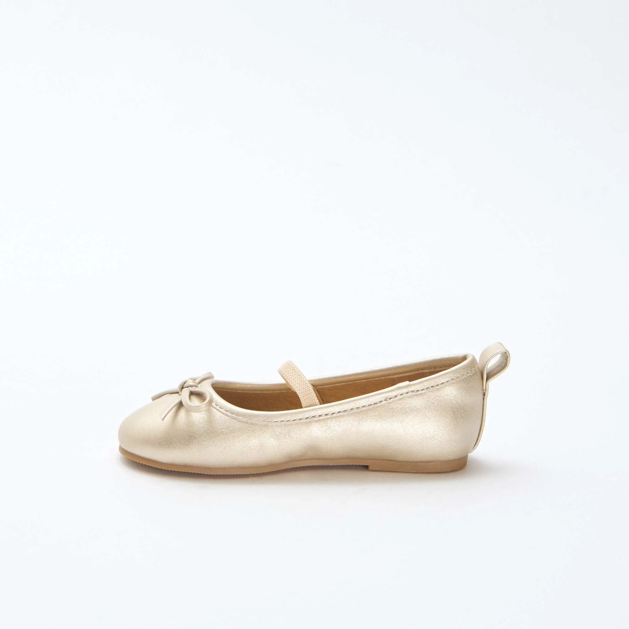 Faux Leather Ballerina Shoes with Strap YELLOW - Image 4