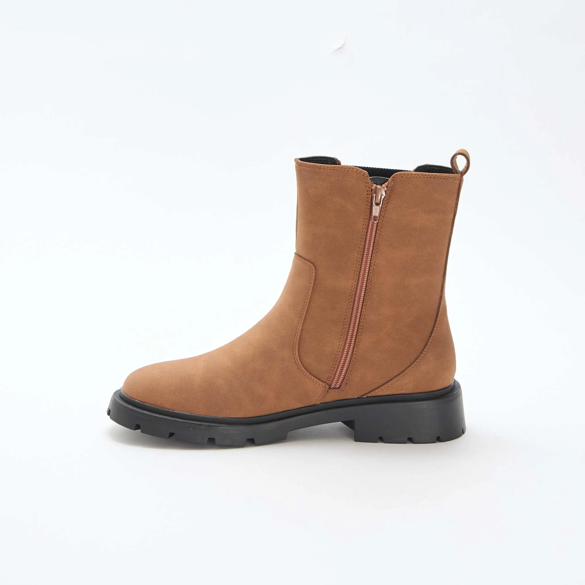 Faux leather Chelsea boots with elasticated gussets BROWN - Image 4
