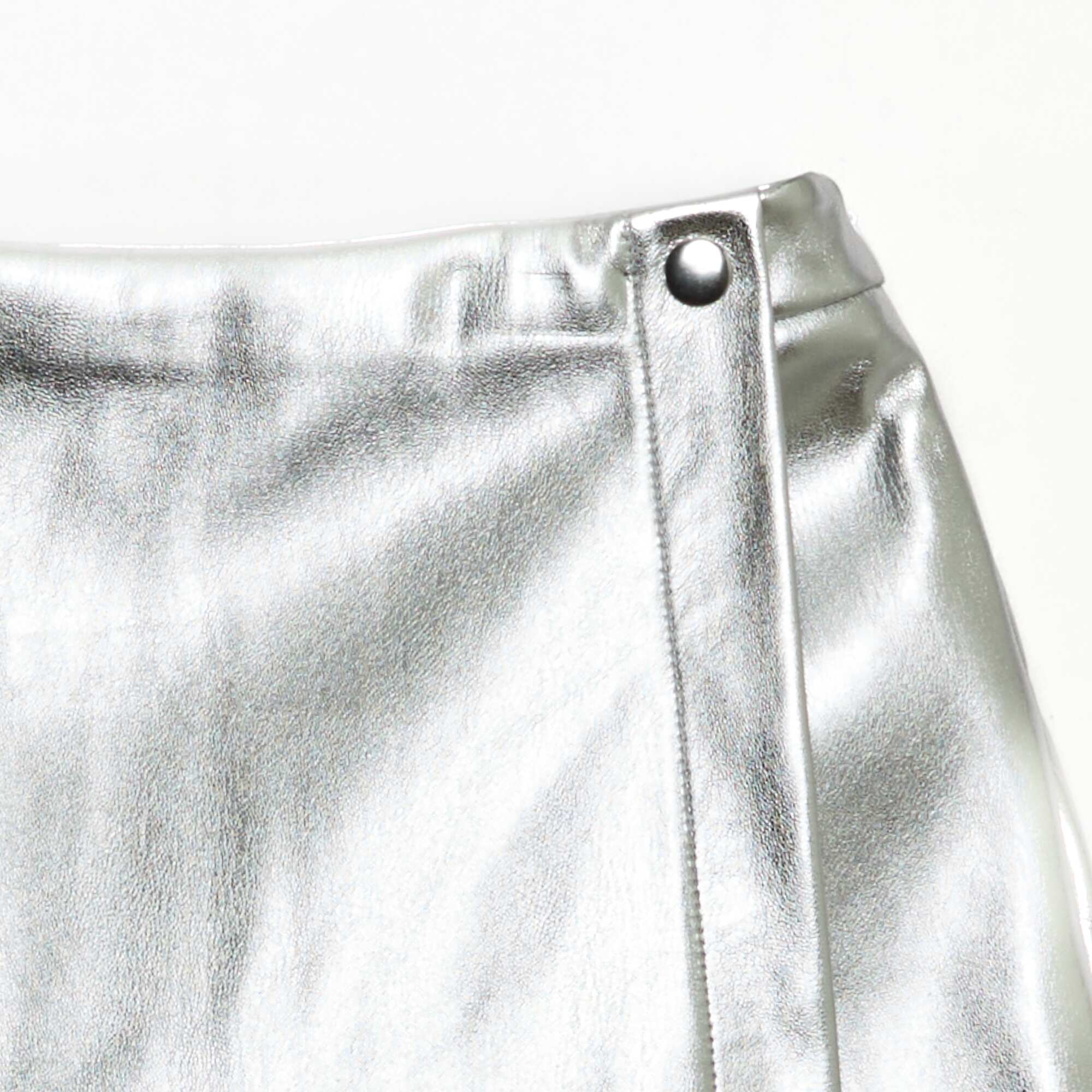 Faux Leather Mini Skirt GREY - Image 3