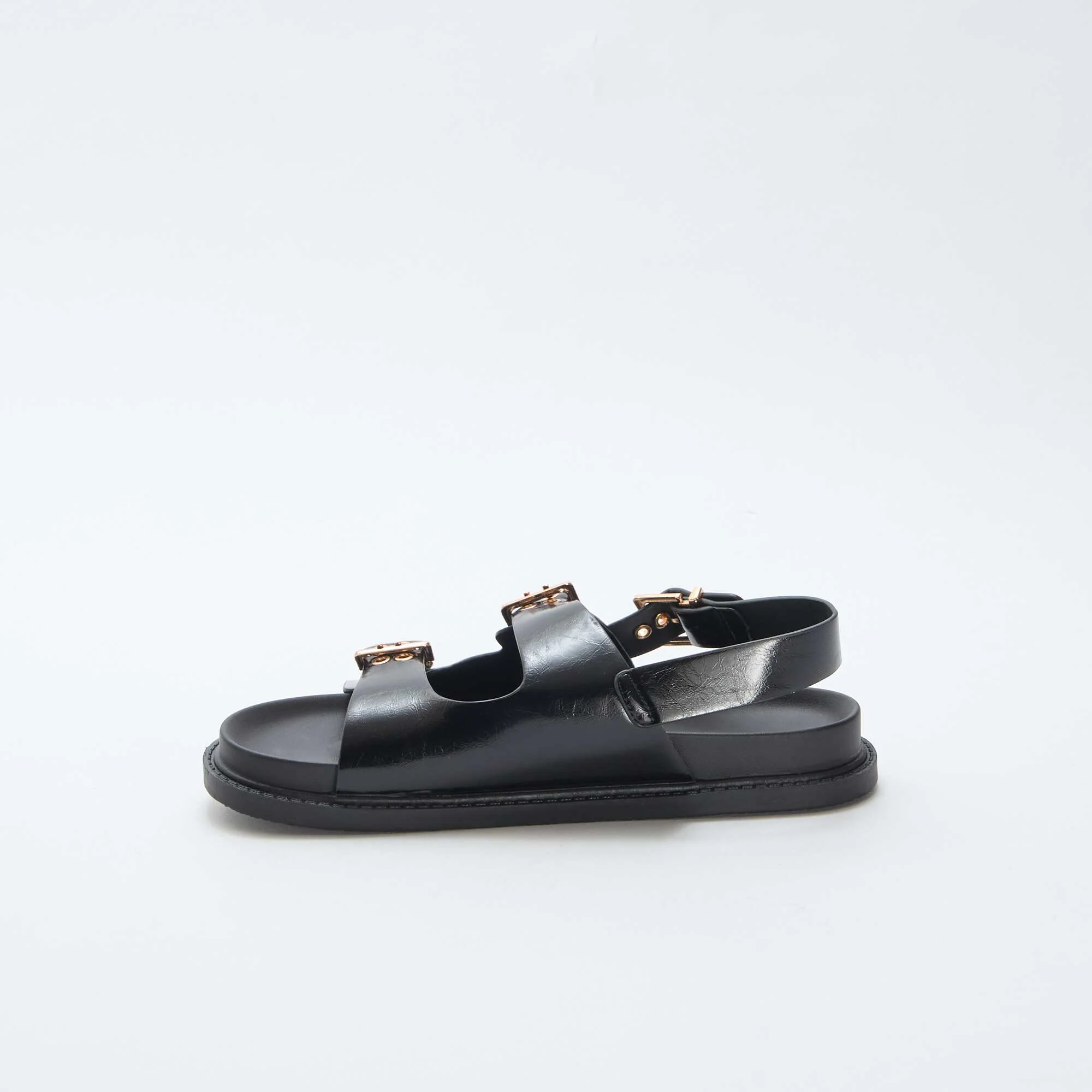 Faux Leather Mules with 3 Adjustable Straps BLACK - Image 4