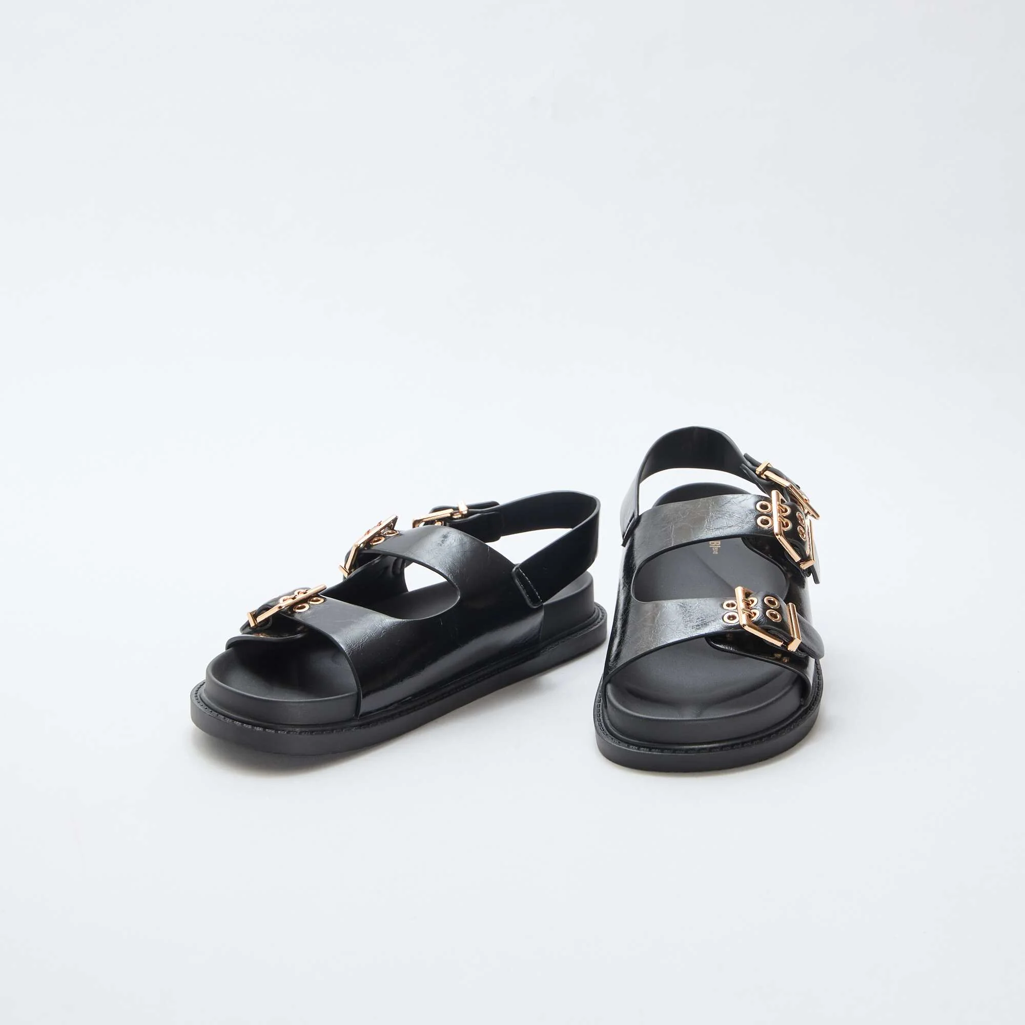 Faux Leather Mules with 3 Adjustable Straps BLACK - Image 5