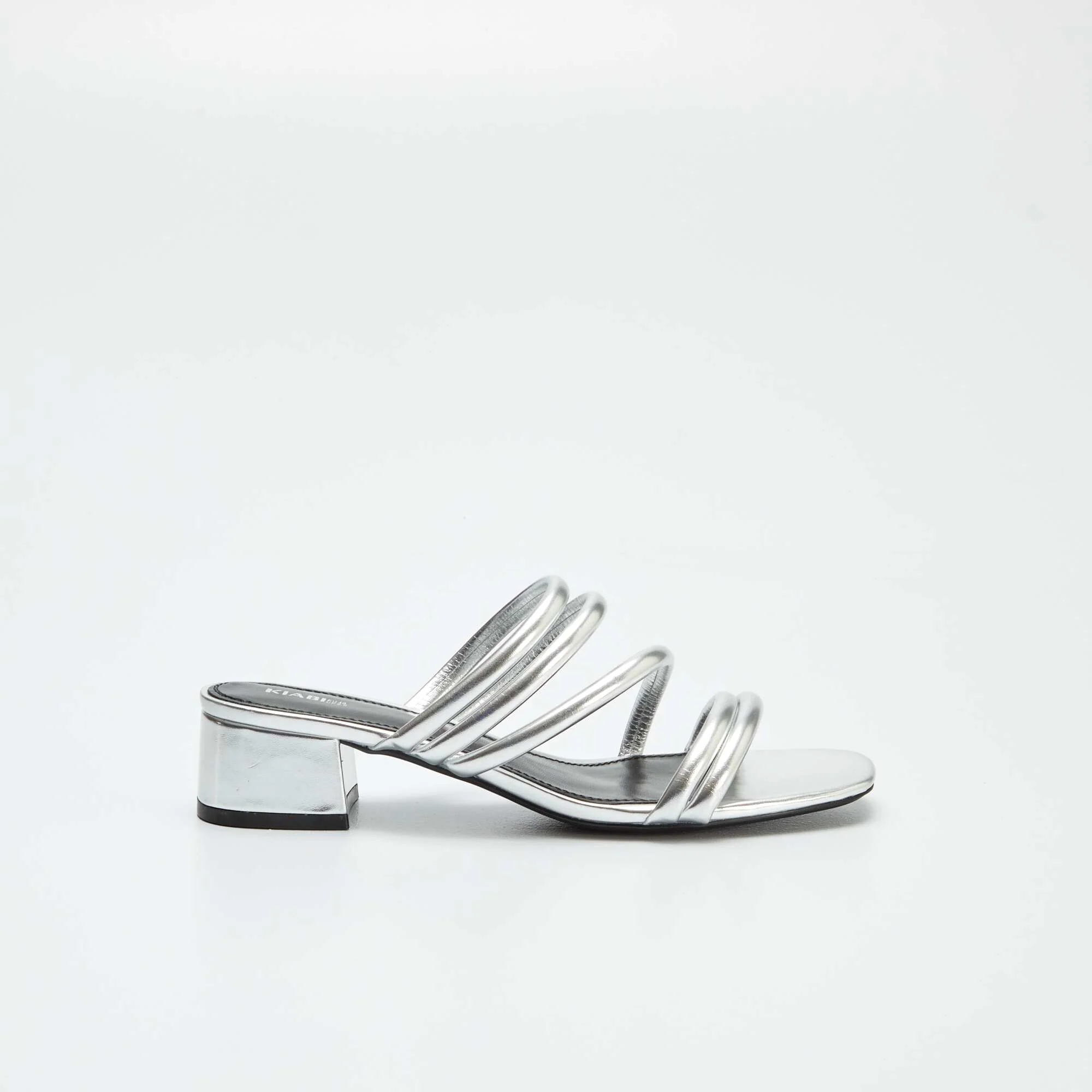 Faux leather mules with heels GREY - Image 2