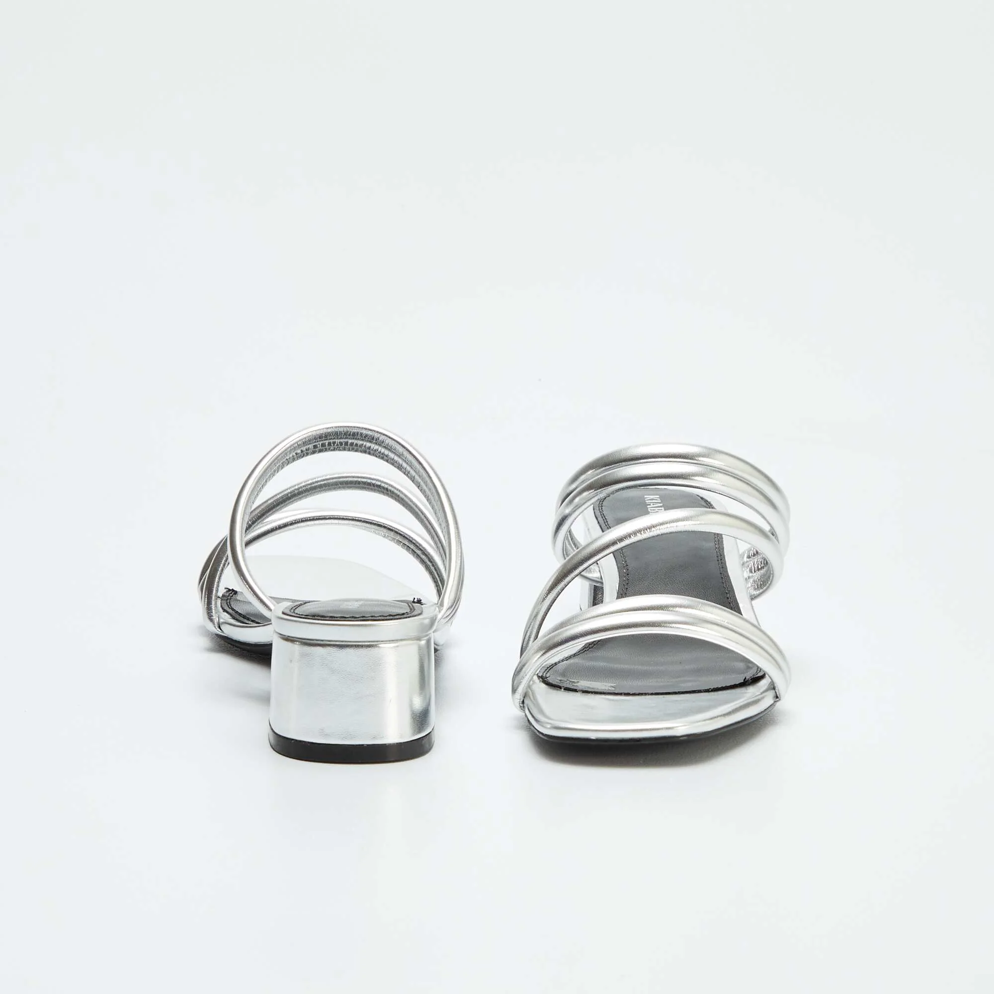 Faux leather mules with heels GREY - Image 3