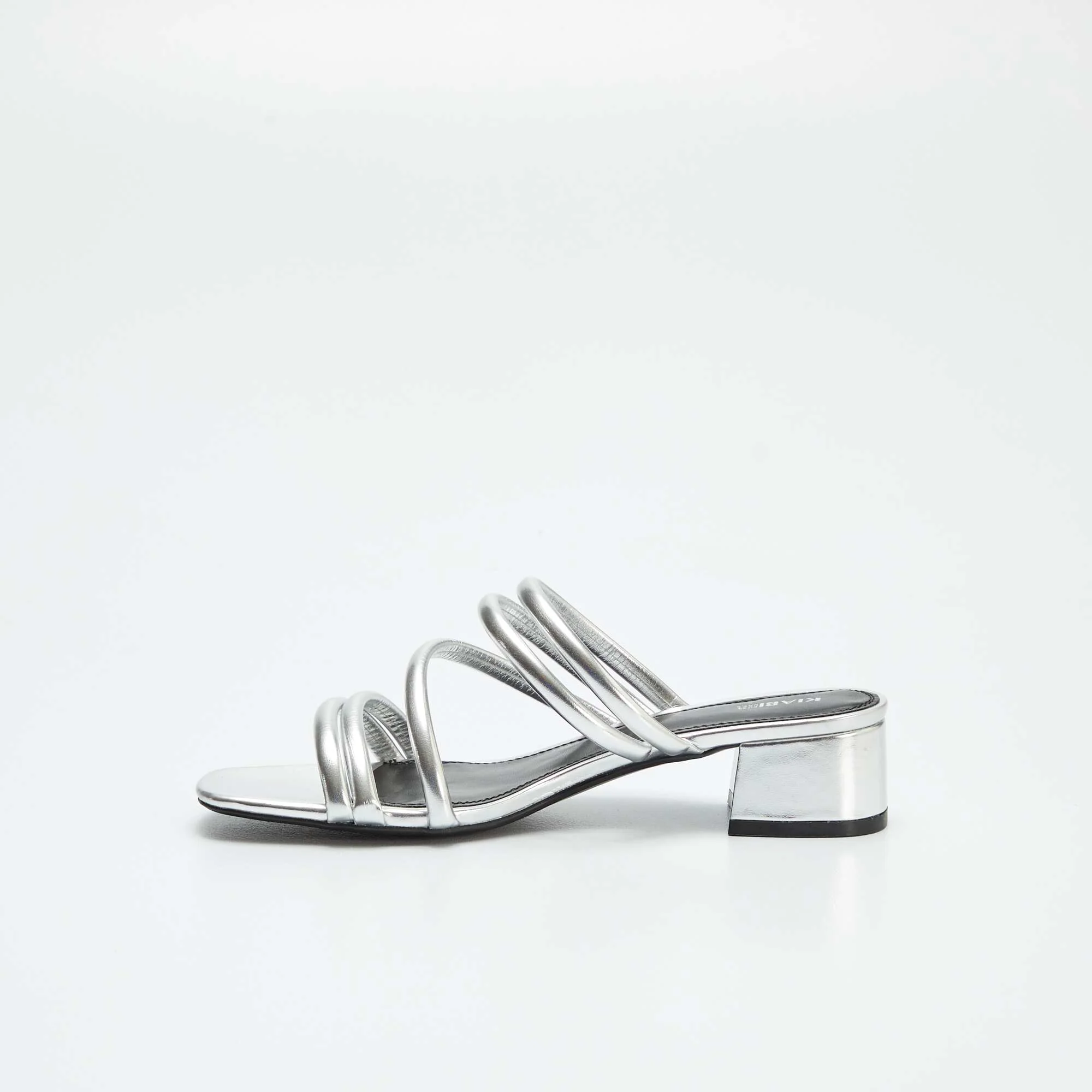 Faux leather mules with heels GREY - Image 4