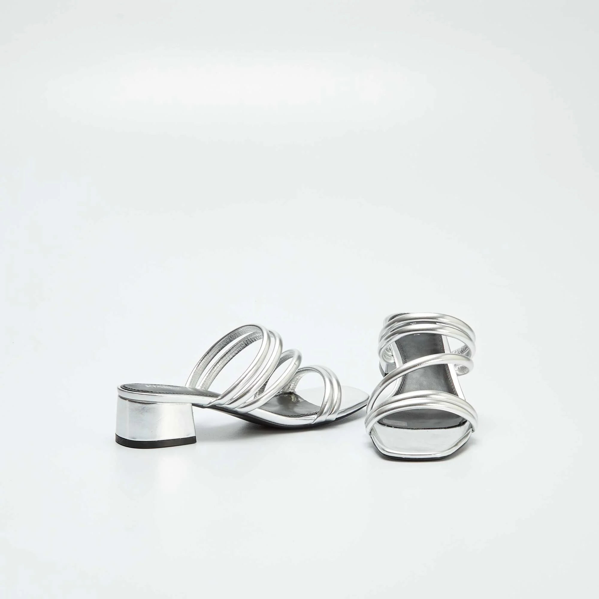 Faux leather mules with heels GREY - Image 5