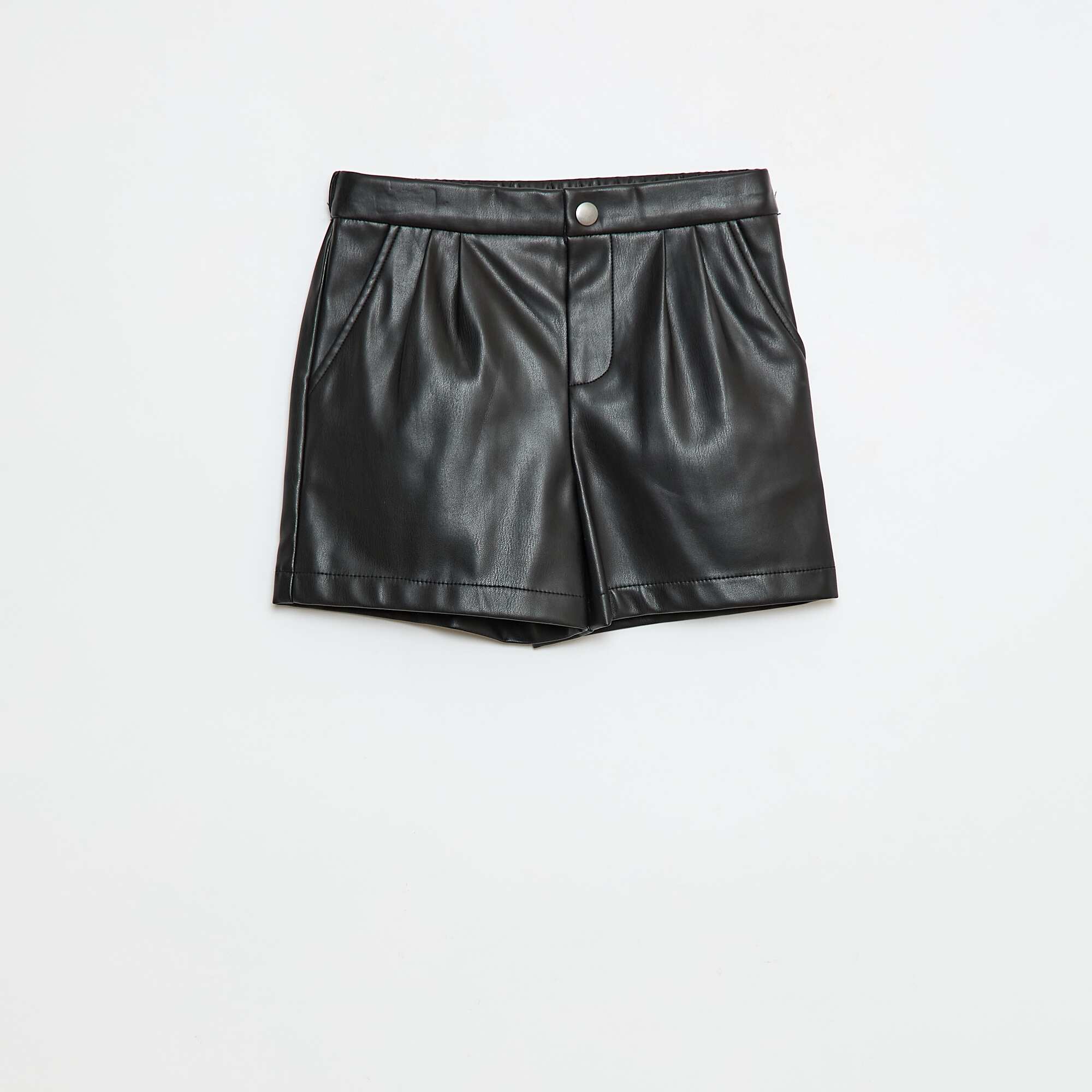Faux Leather Short Shorts BLACK - Image 2