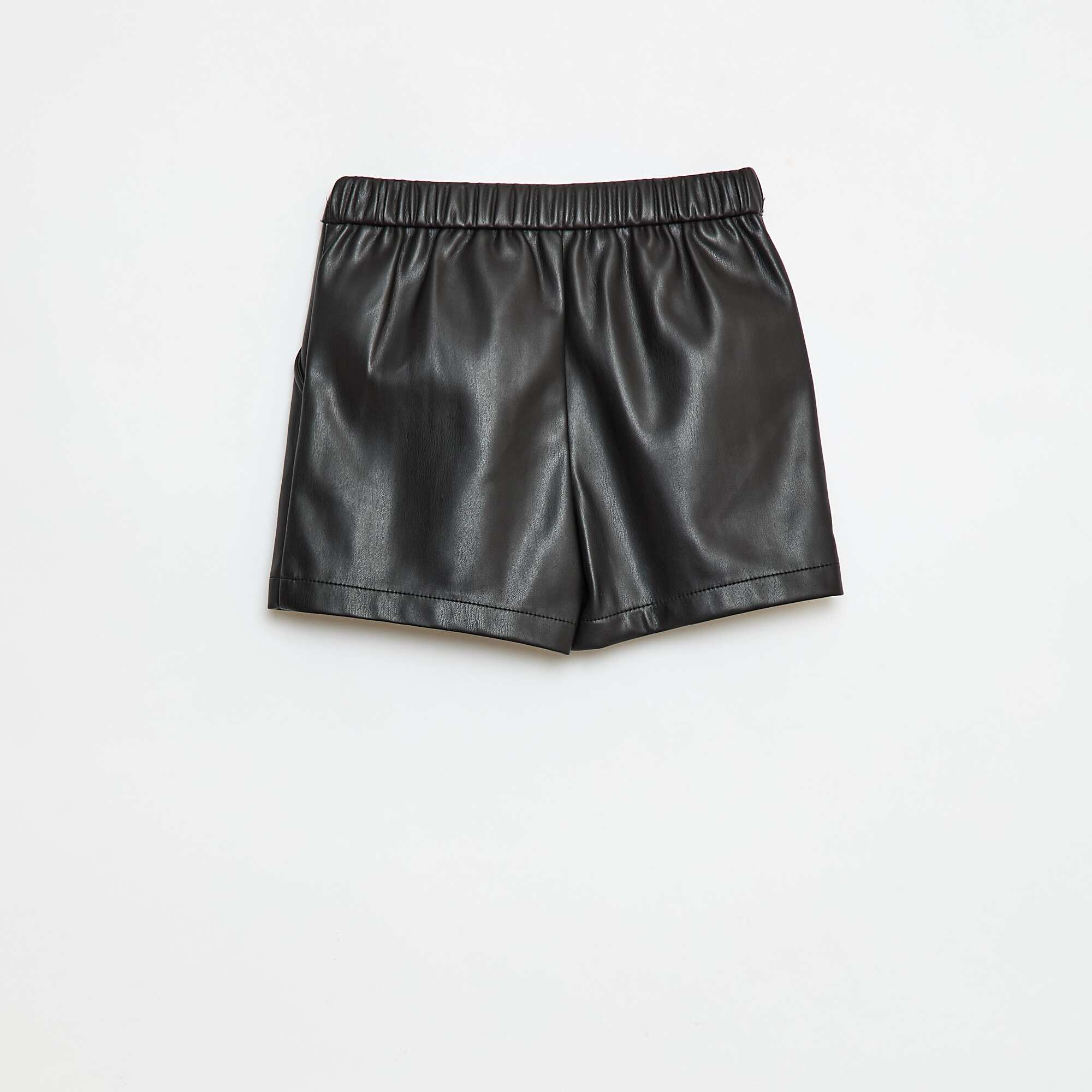 Faux Leather Short Shorts BLACK - Image 3